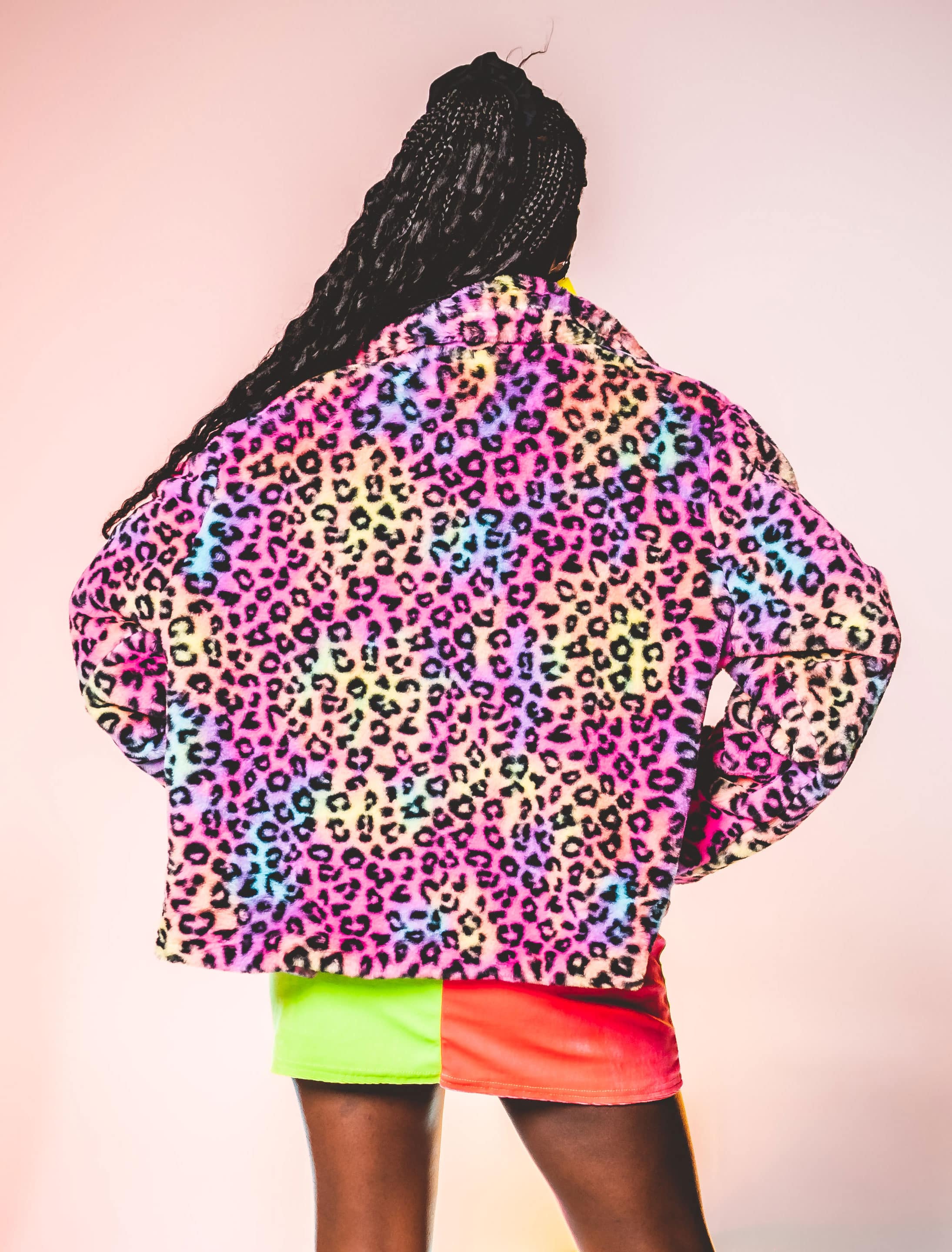 Fleecejacke Leopard bunt S-M