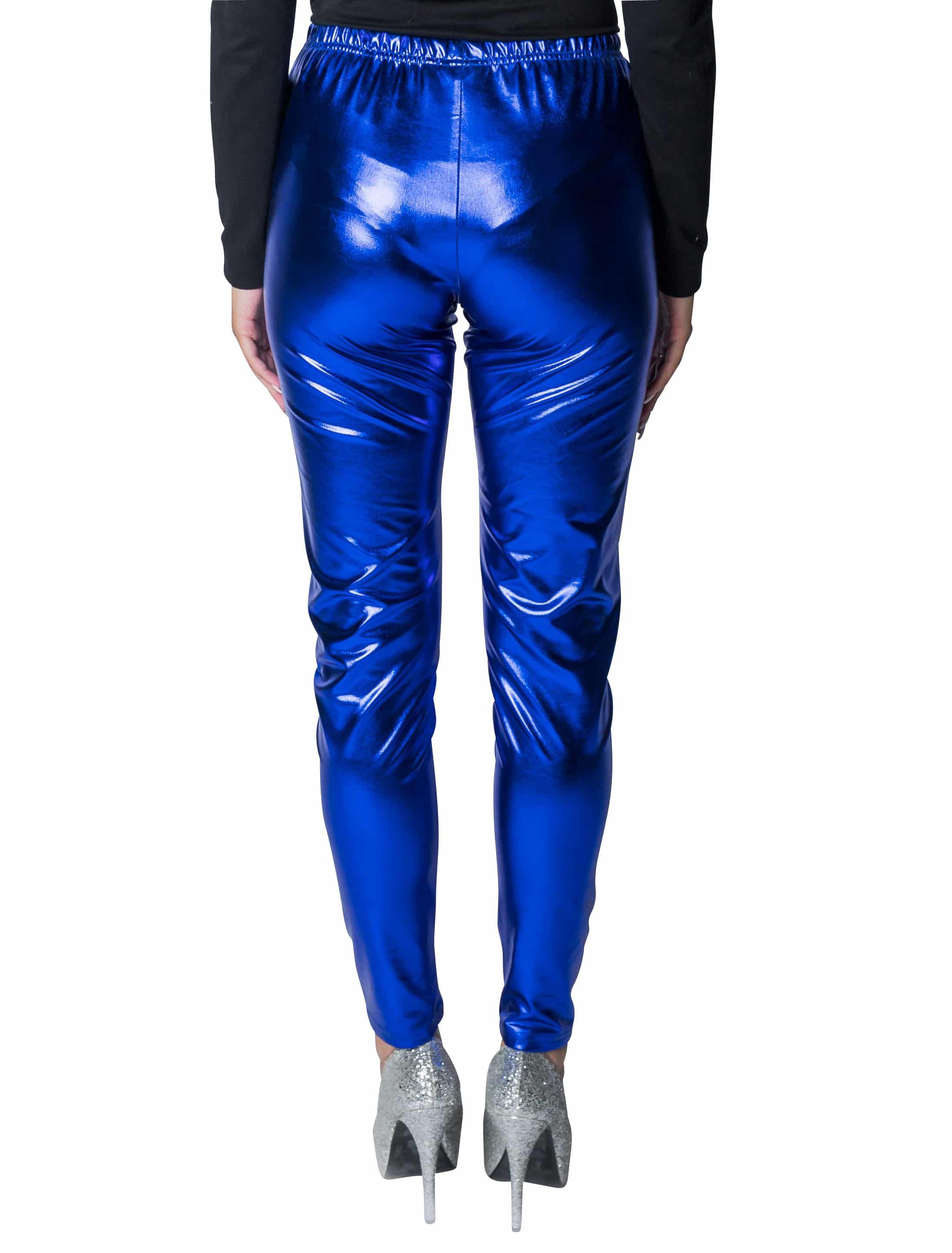 Leggings metallic blau XS