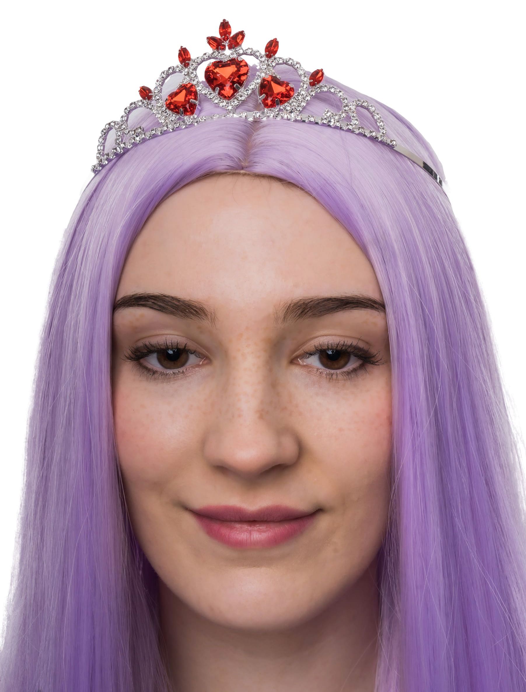 Diadem Eva mit Kristall Damen rot/silber Diadem Eva mit Kristall Damen rot/silber