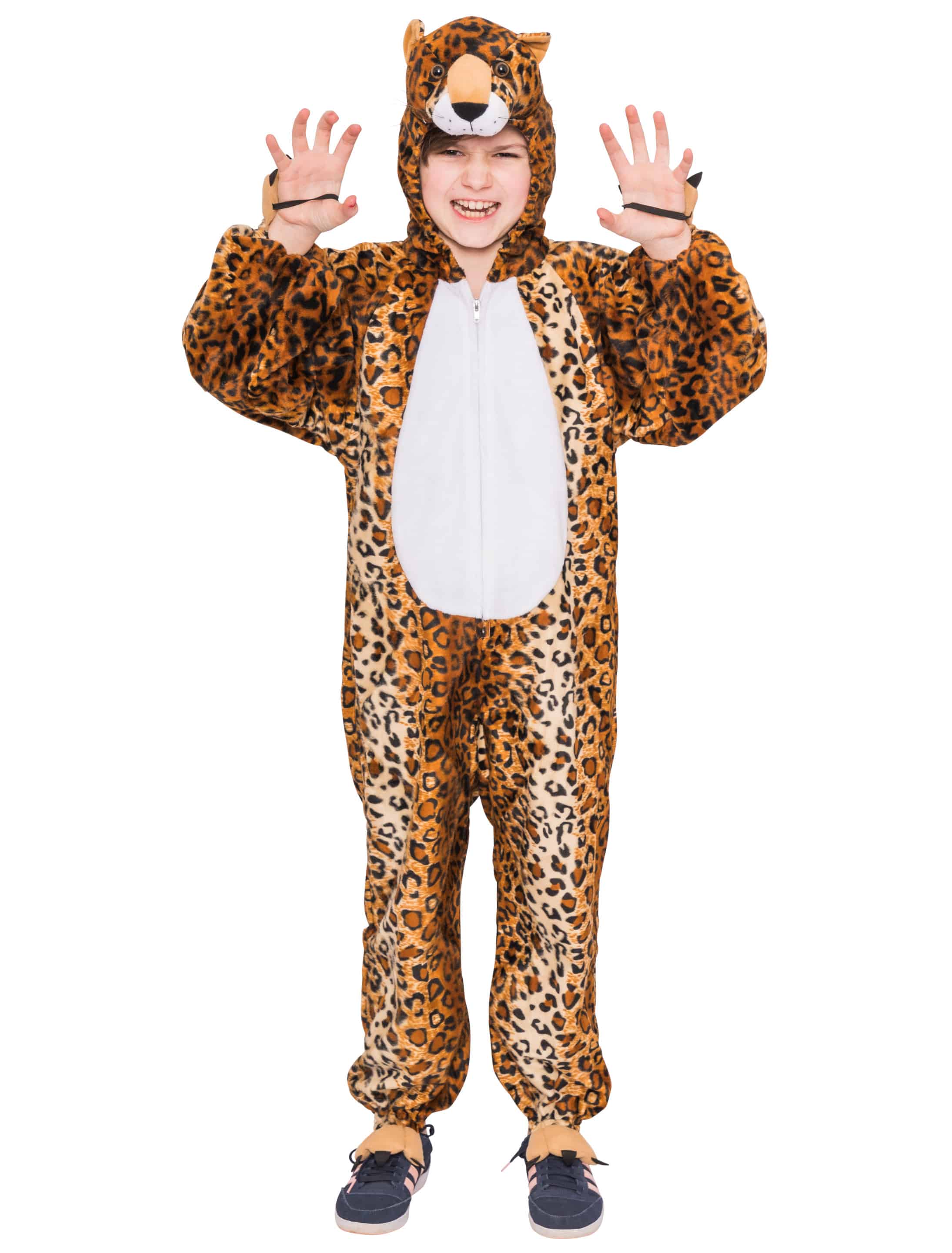 Overall Leopard Plüsch Kinder braun 98-104