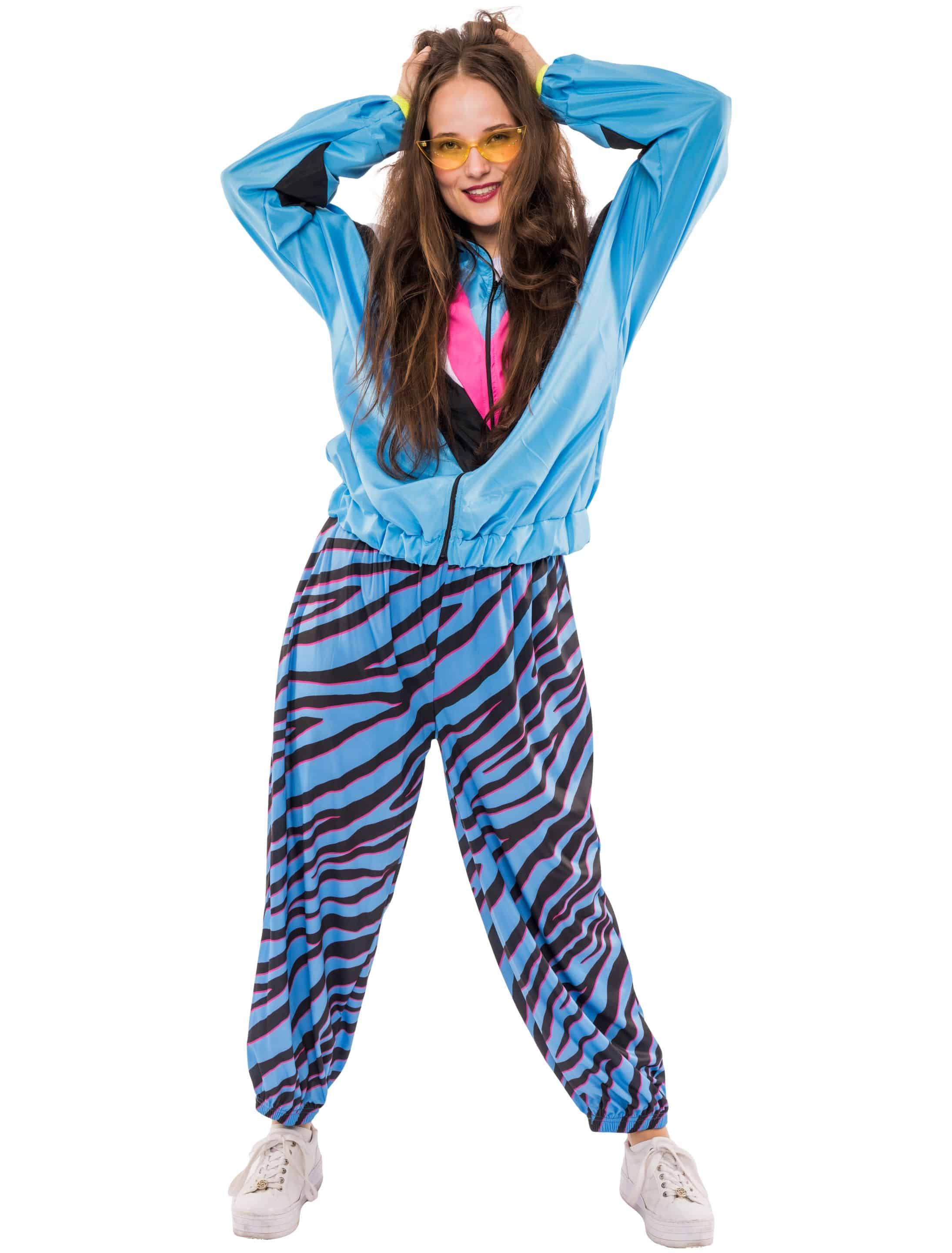 Jogging Anzug Zebra Print 2 tlg. blau M