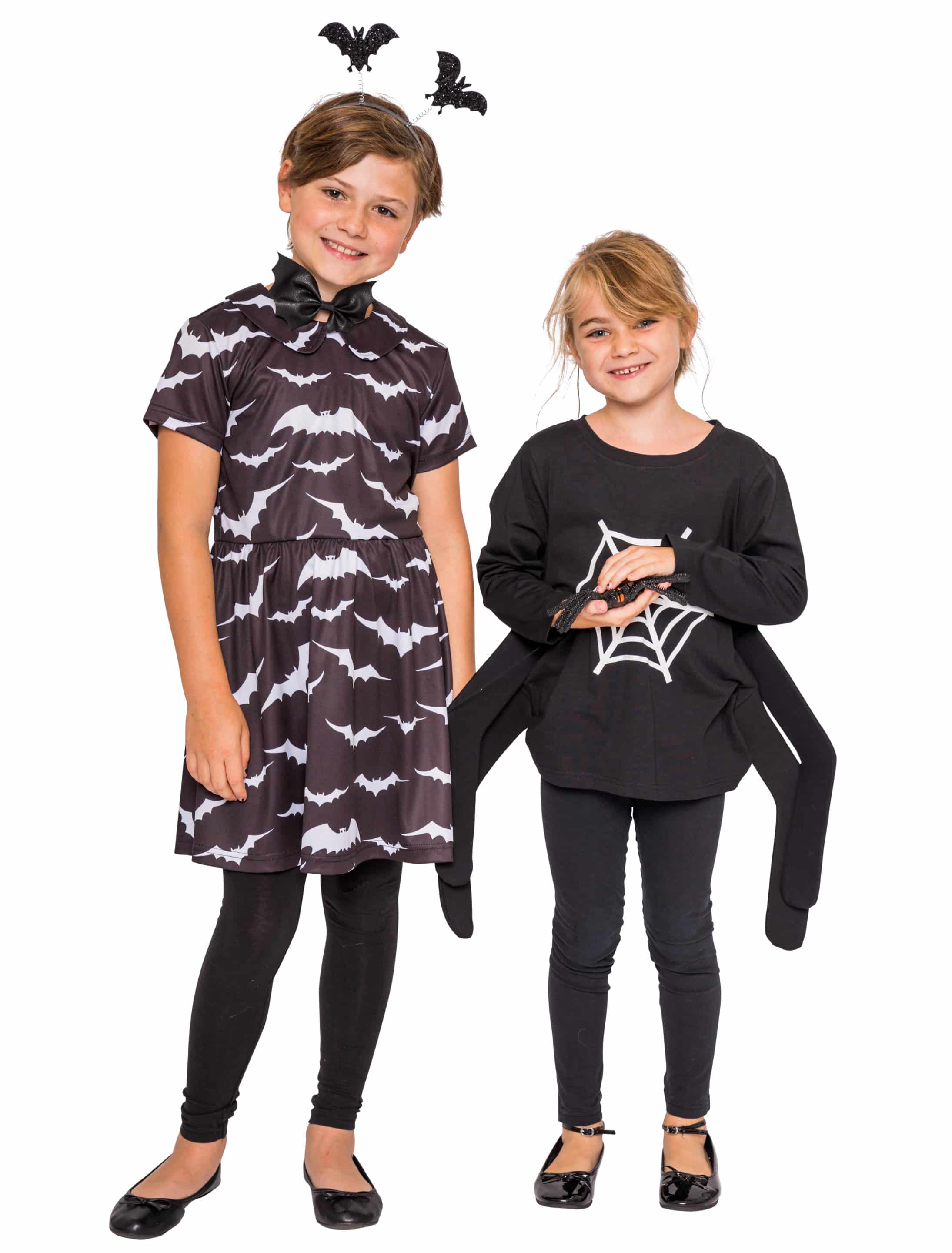 Kleid Fledermaus Kinder Mädchen schwarz/weiß 152