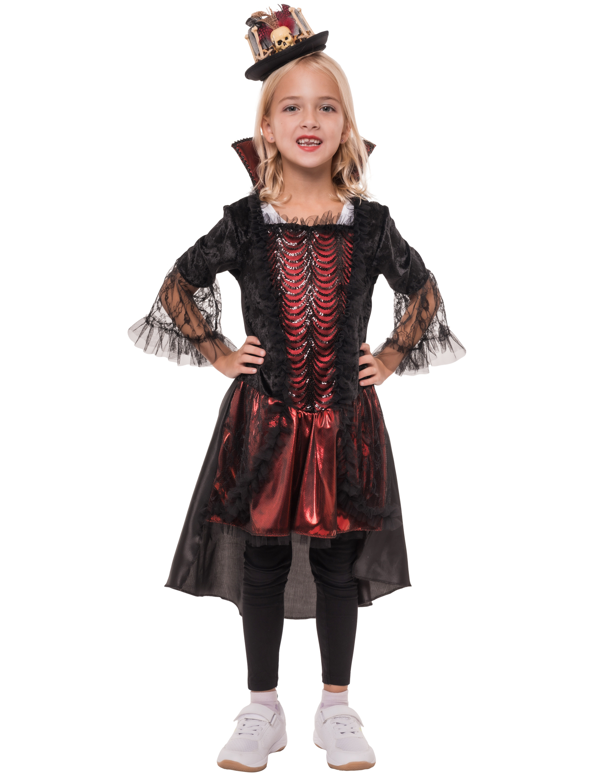 Kleid Vampirin  Kinder schwarz/rot 4-6 Jahre
