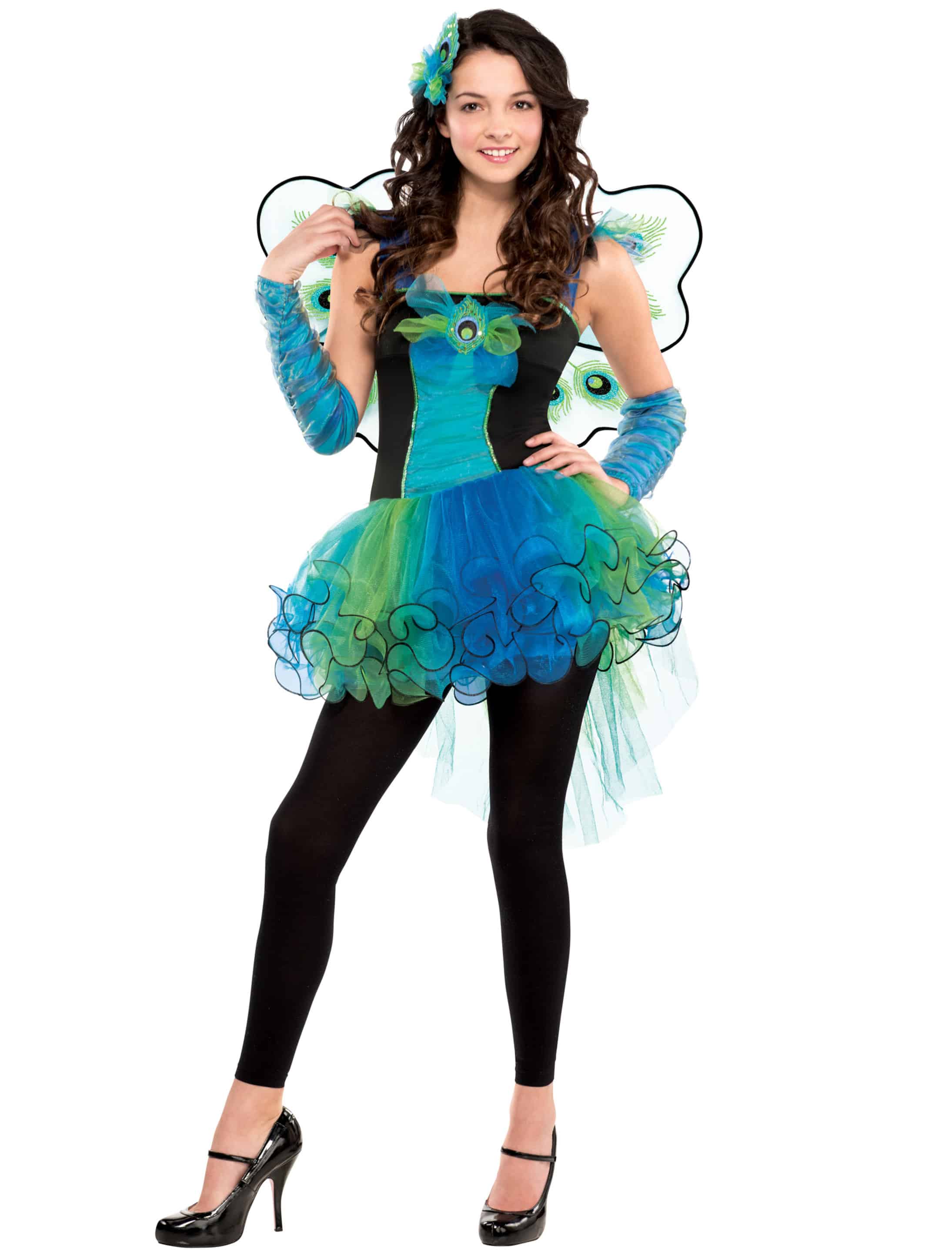 Kleid Pfau 5-tlg. Mädchen bunt 14-16 Jahre