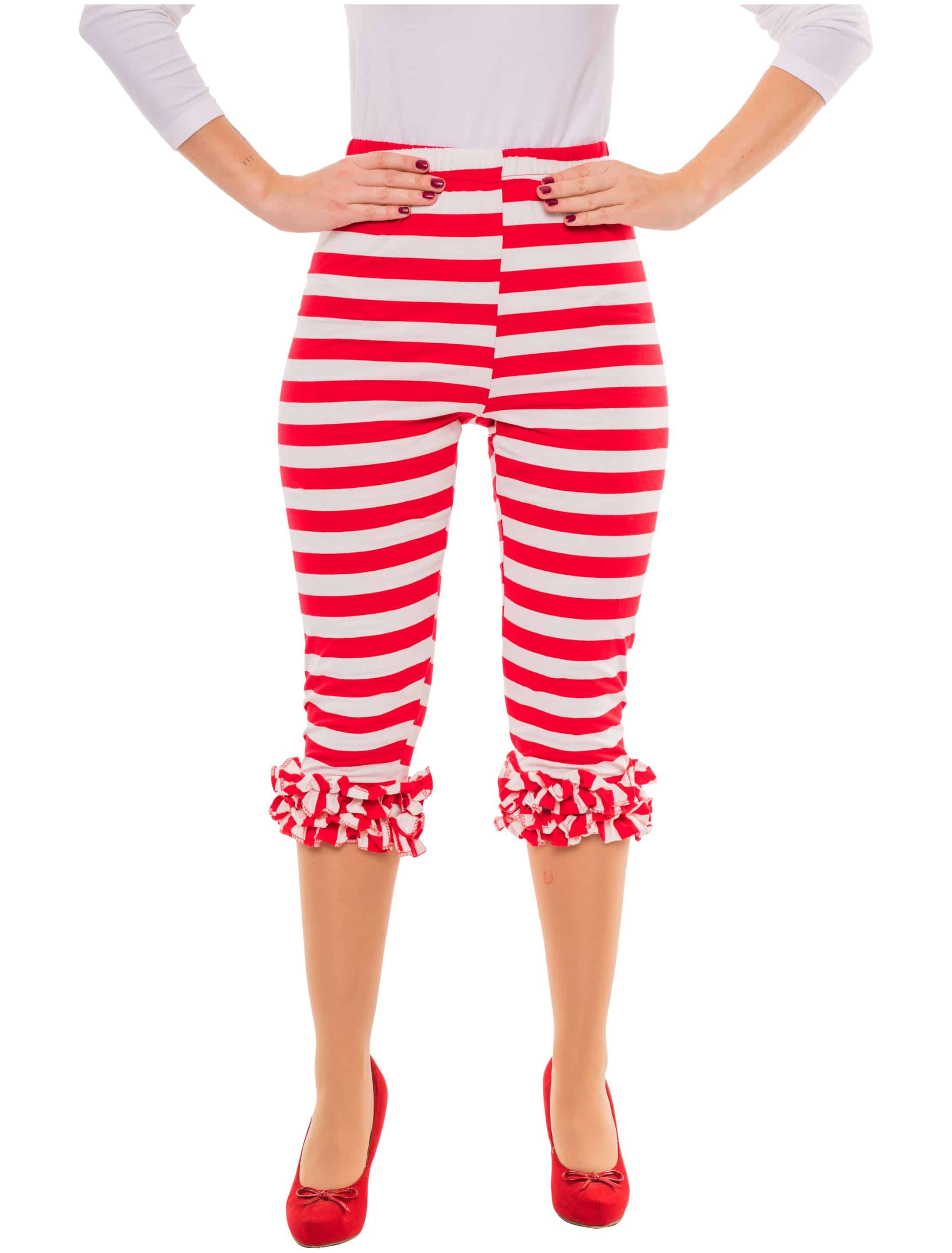 Leggings mit Rüschen gestreift weiß/rot L/XL