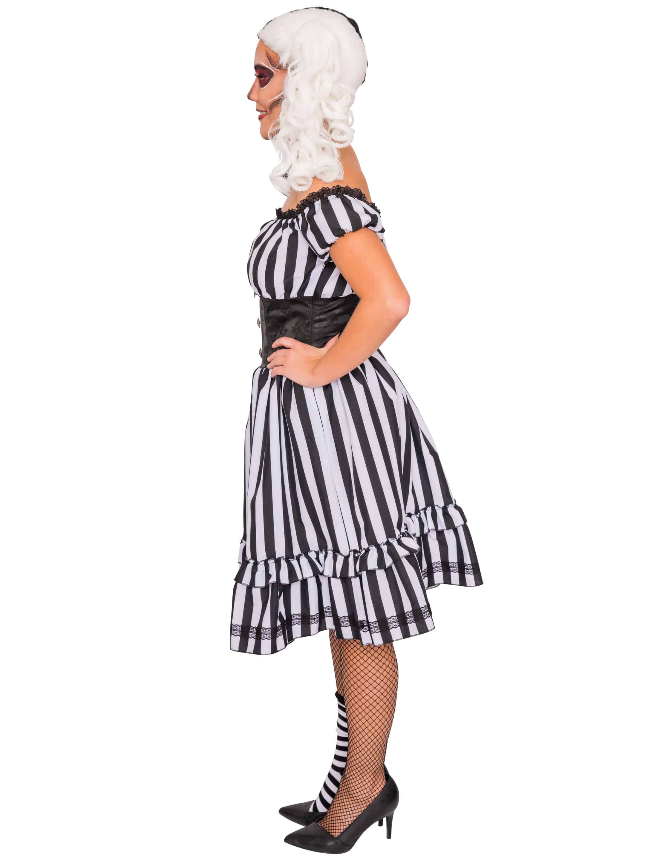 Kleid Damen gestreift schwarz/weiß XL