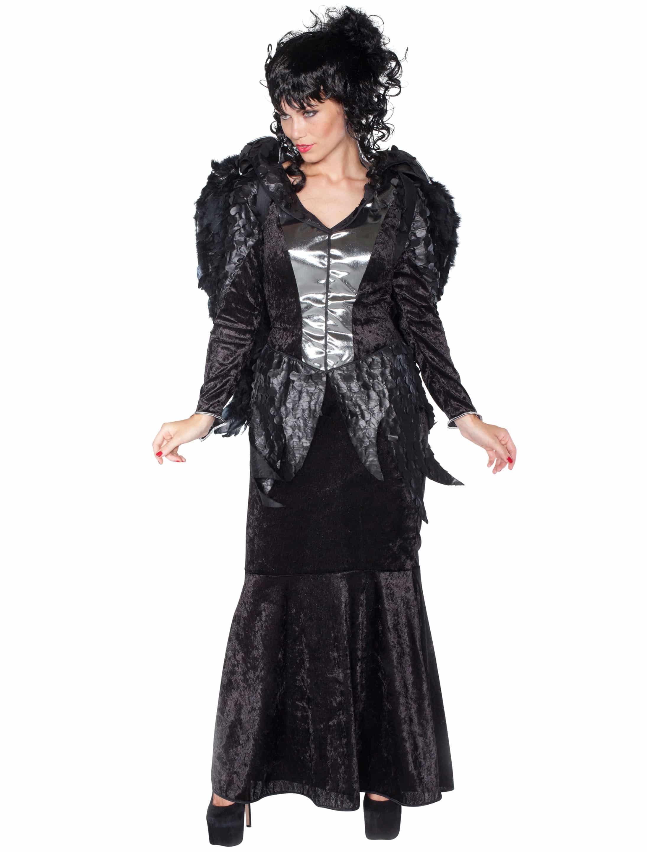 Kleid Hexe Damen silber/schwarz 40