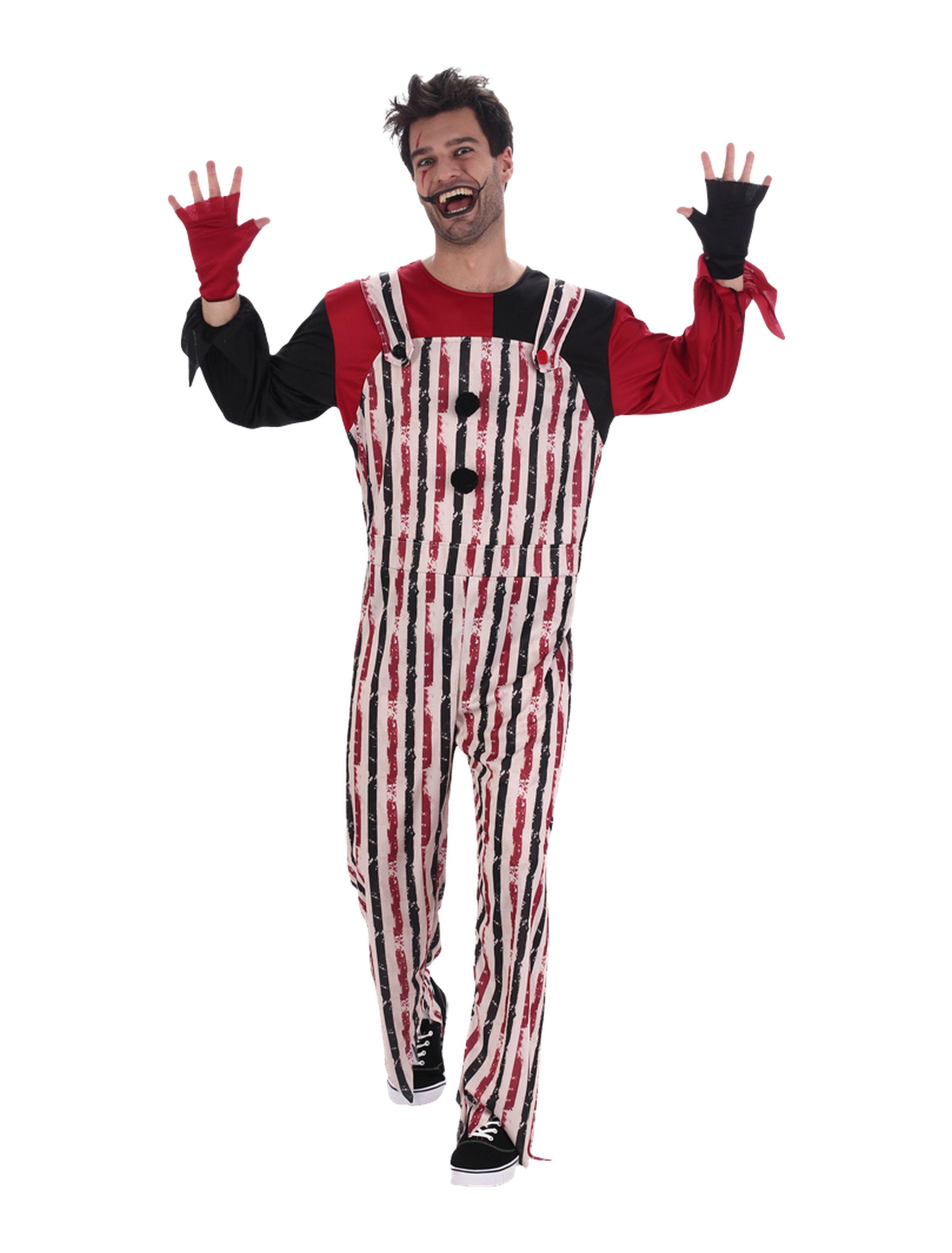 Overall Horrorclown 2-tlg. Herren schwarz/weiß/rot L