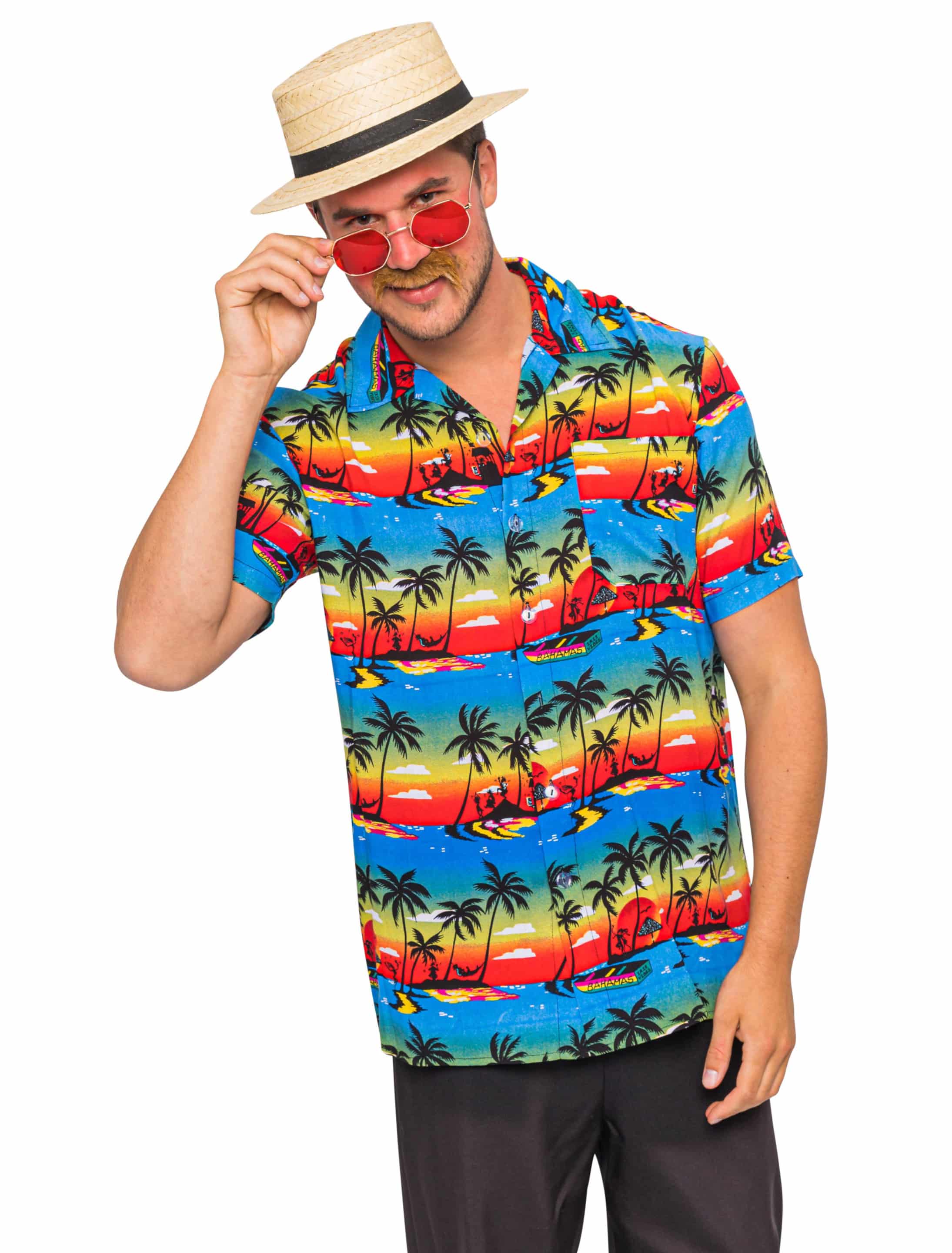 Hemd Hawaii mit Palmen Herren mehrfarbig 5XL