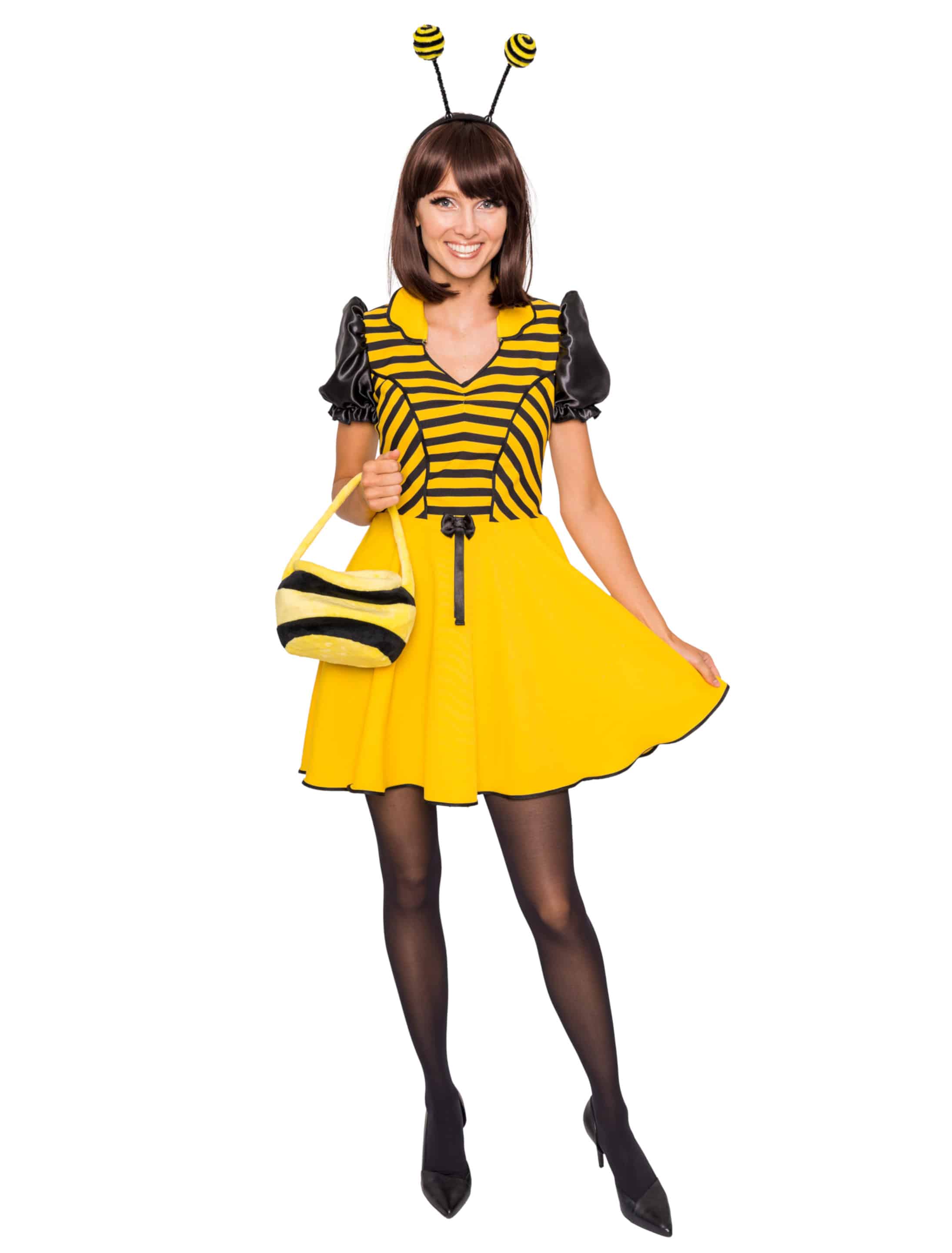 Kleid Biene Damen schwarz/gelb S