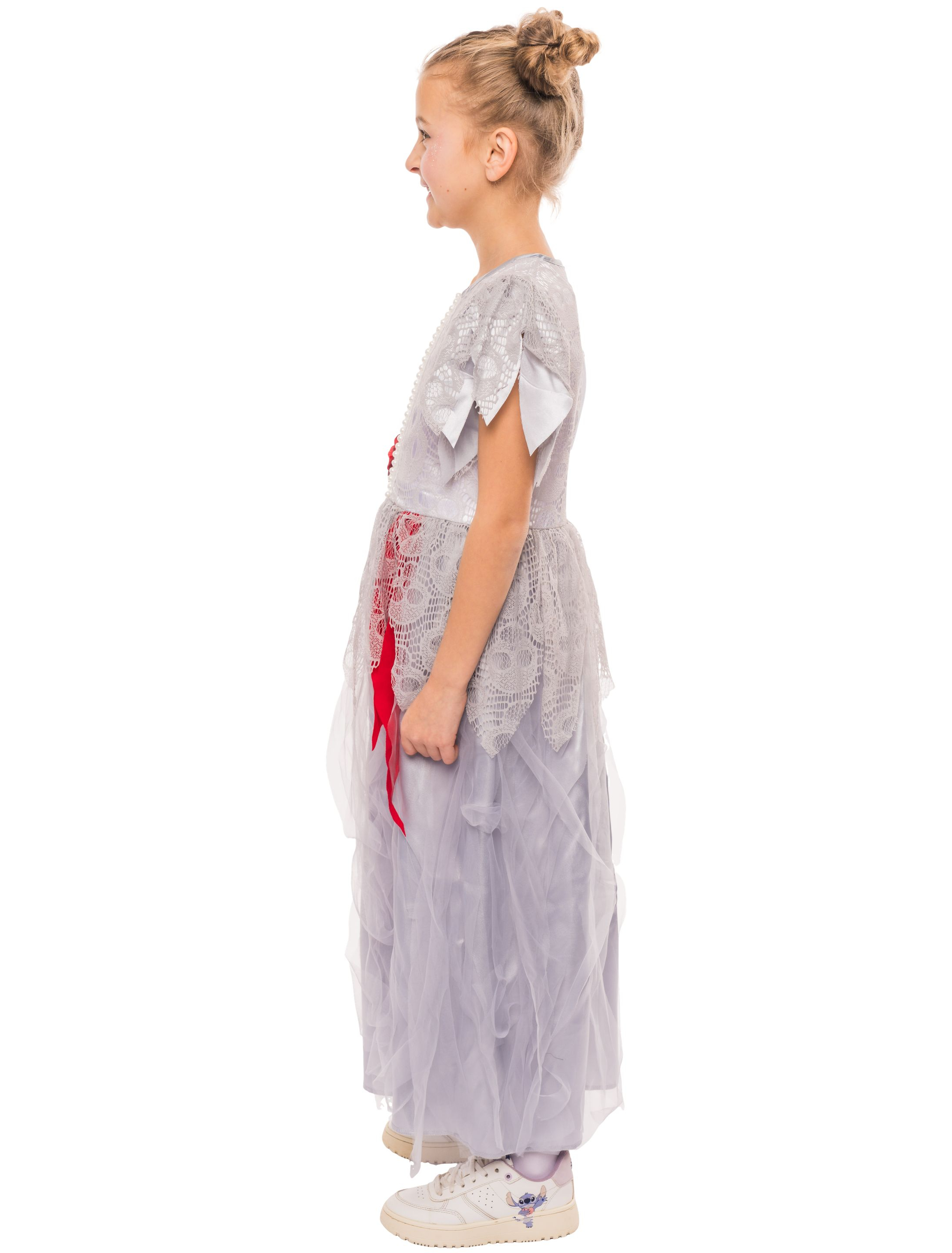 Kleid Zombiebraut Kinder grau 152