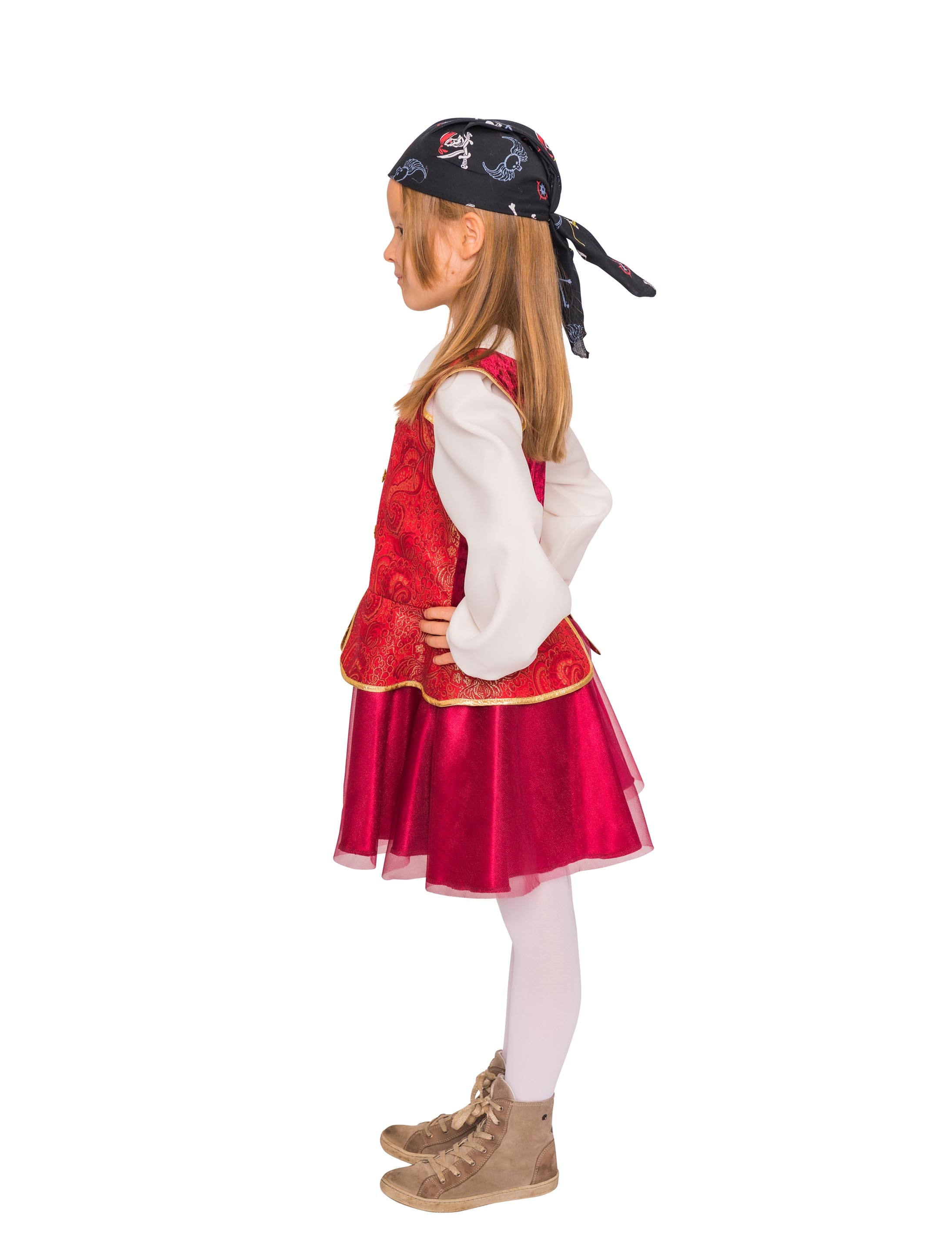 Kleid Piratin Kinder rot/gold 104