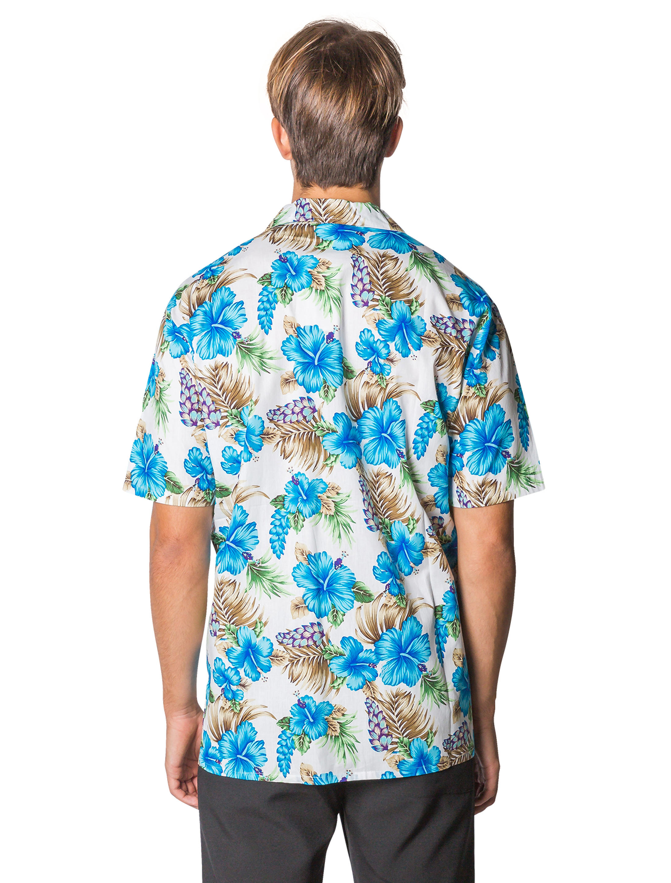 Hawaiihemd Hibiskusblüte blau S/M