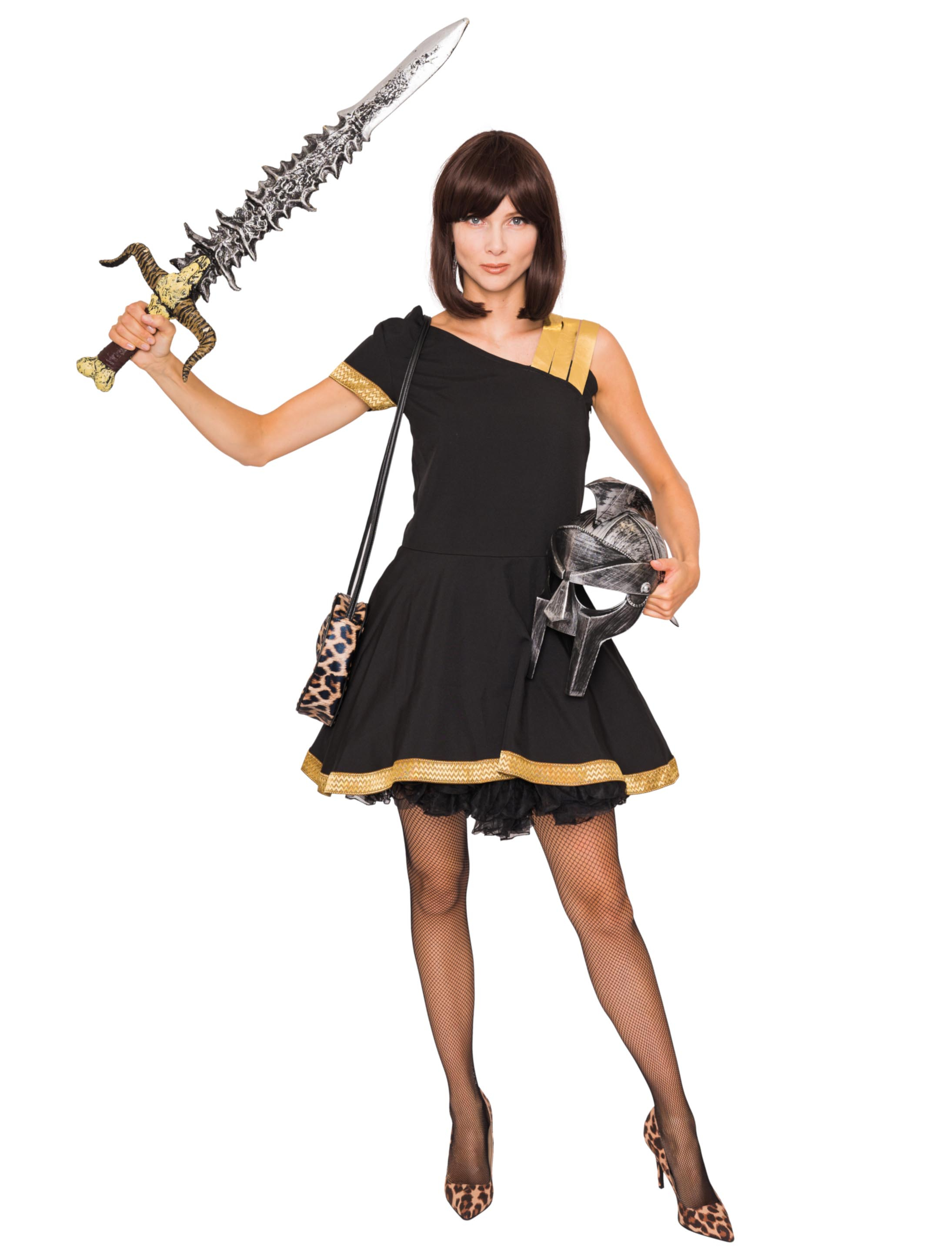 Kleid Gladiator Damen Damen schwarz/gold XL