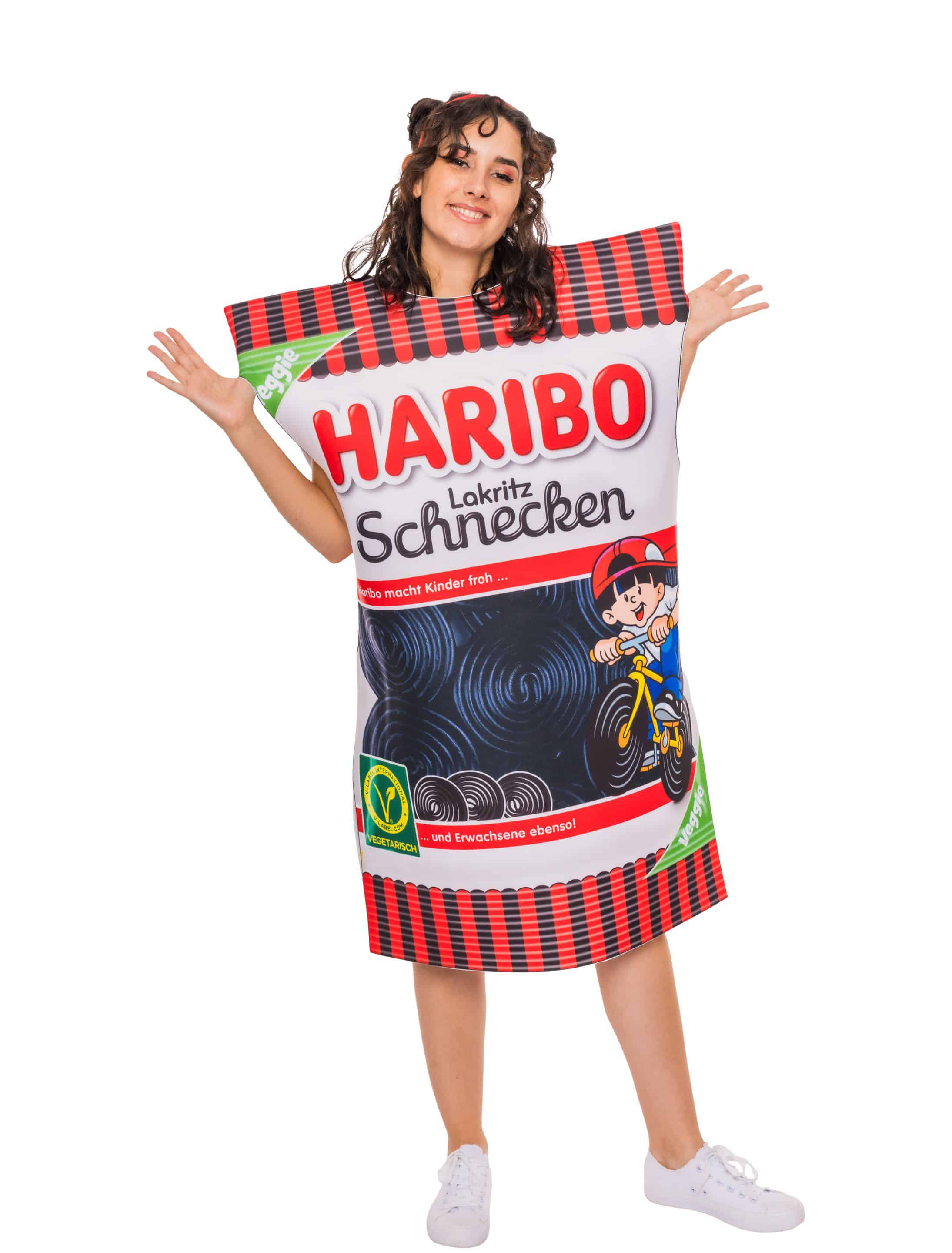 Kostüm HARIBO Lakritz Schnecken Erwachsene schwarz/weiß/rot one size