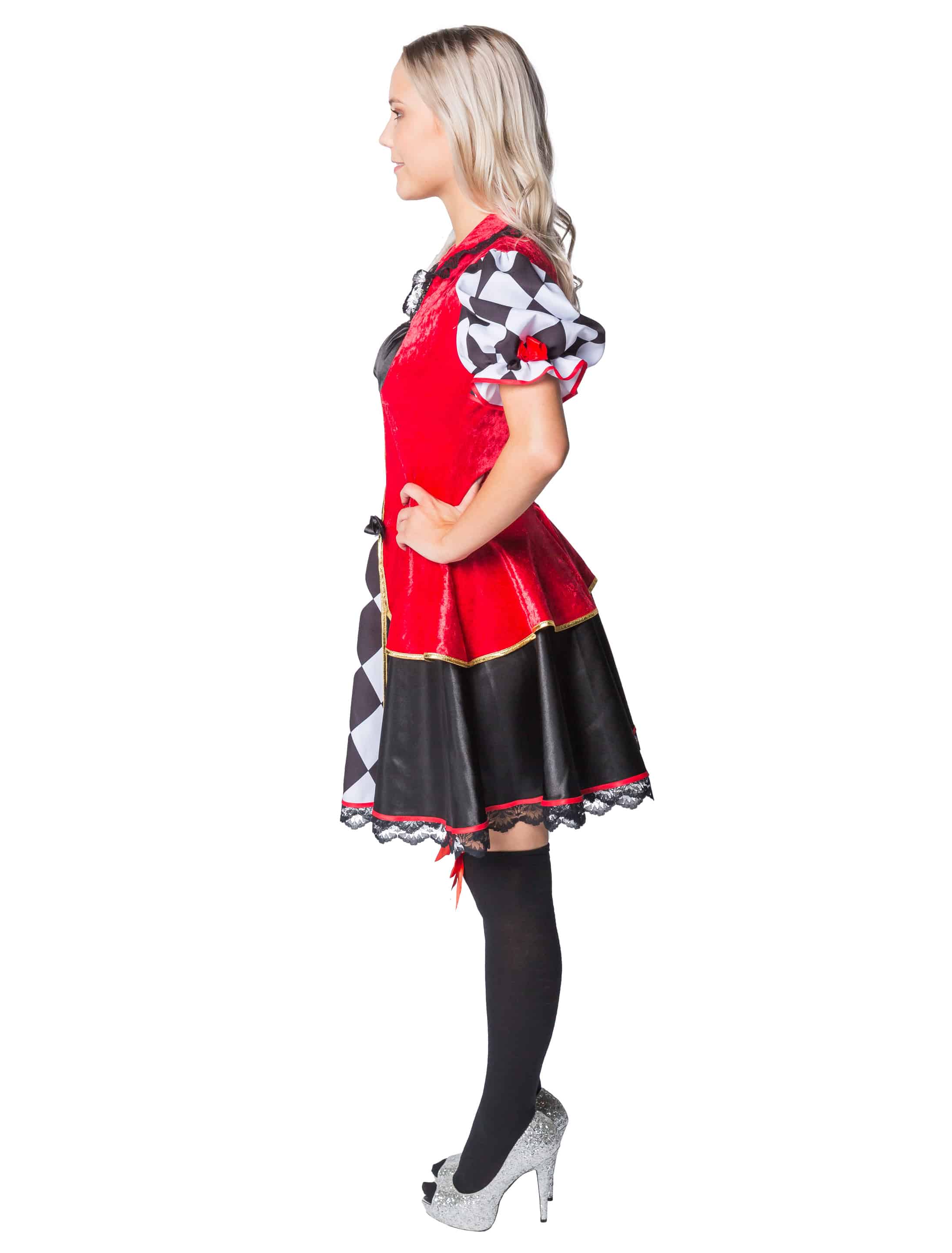 Kleid Pokerin Damen rot/schwarz L