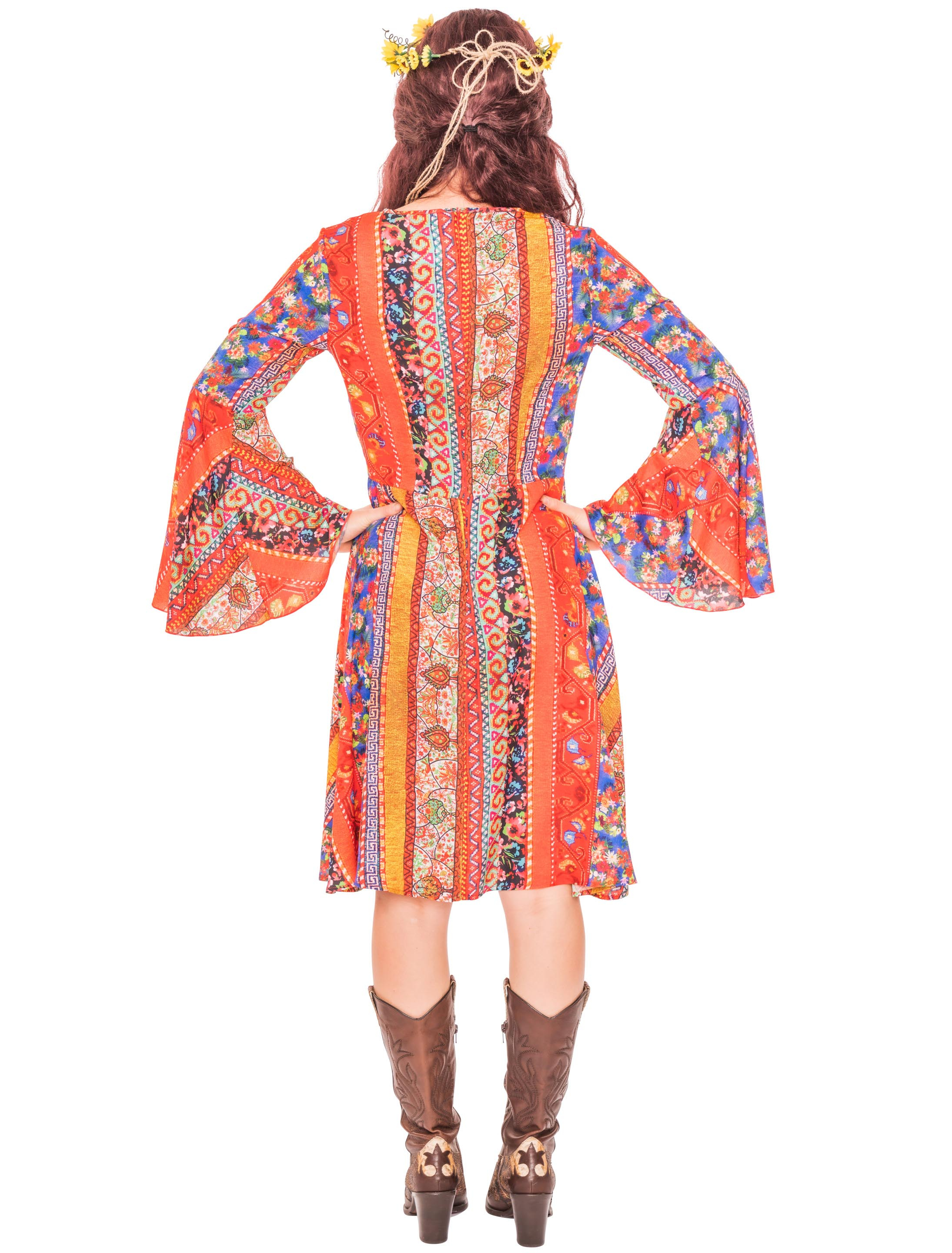 Kleid Hippie Damen mehrfarbig S
