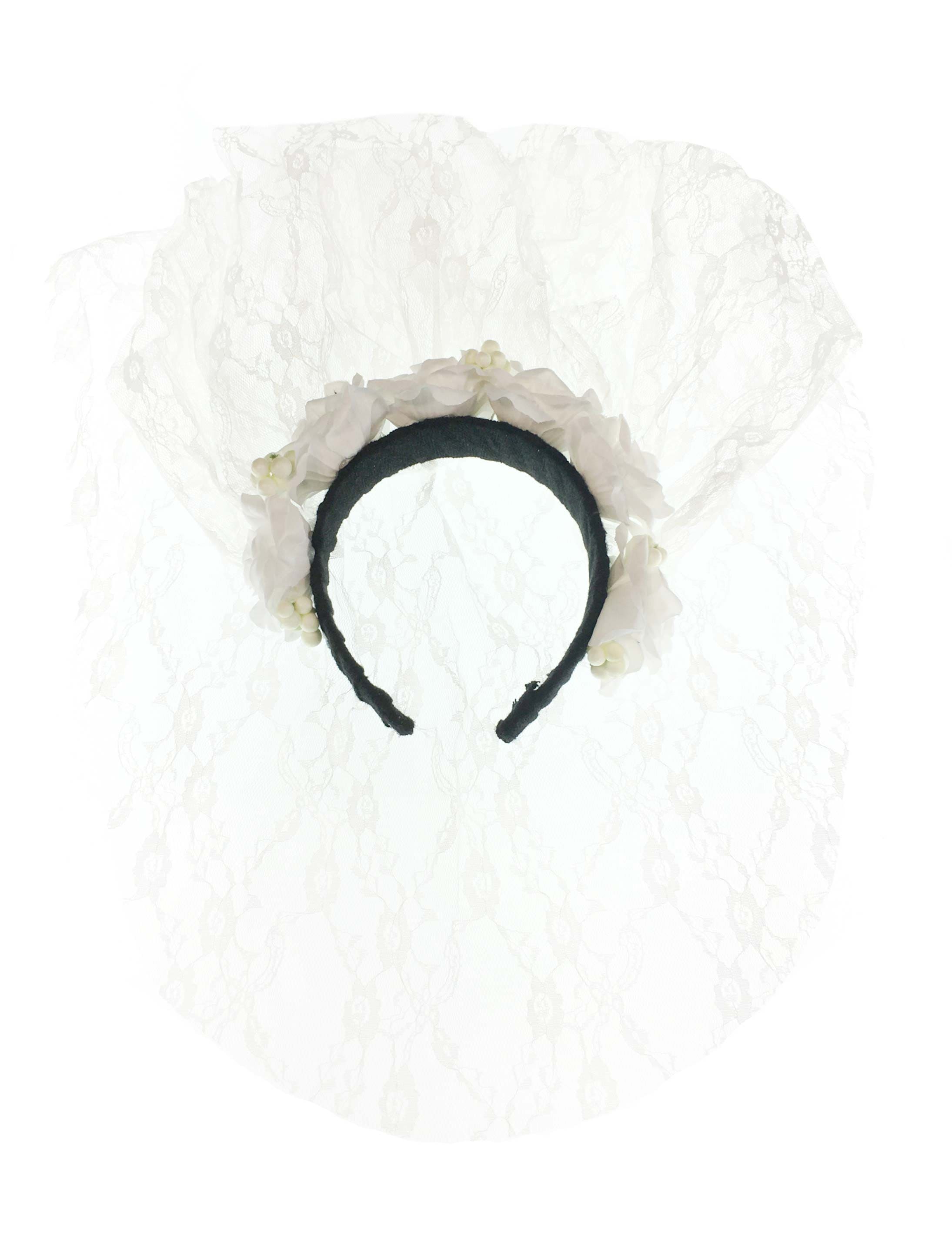 Haarreif Blumen mit Schleier Damen weiß Haarreif Blumen mit Schleier Damen weiß