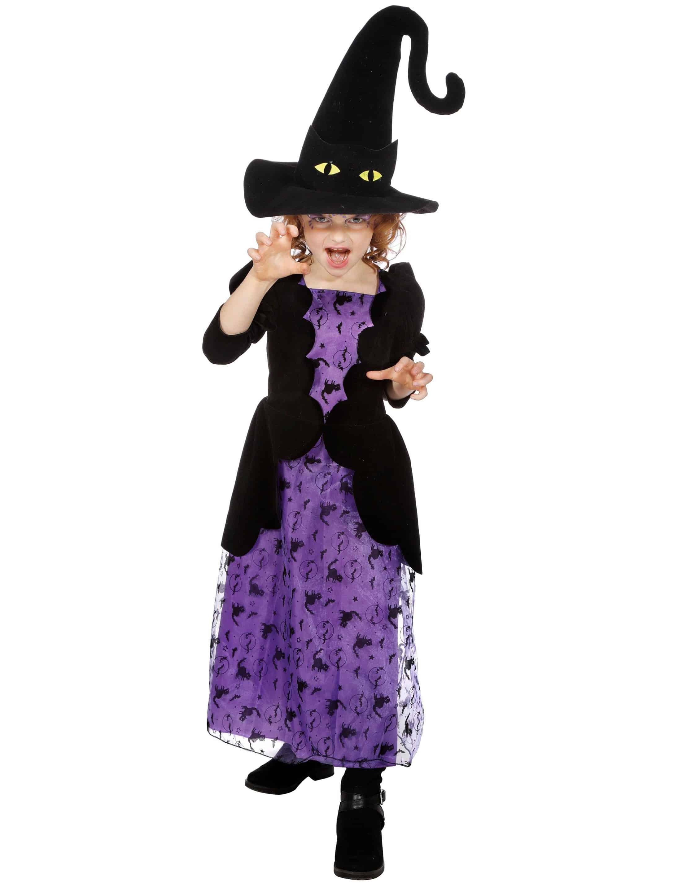 Kleid Hexe mit Hut schwarz/lila 104