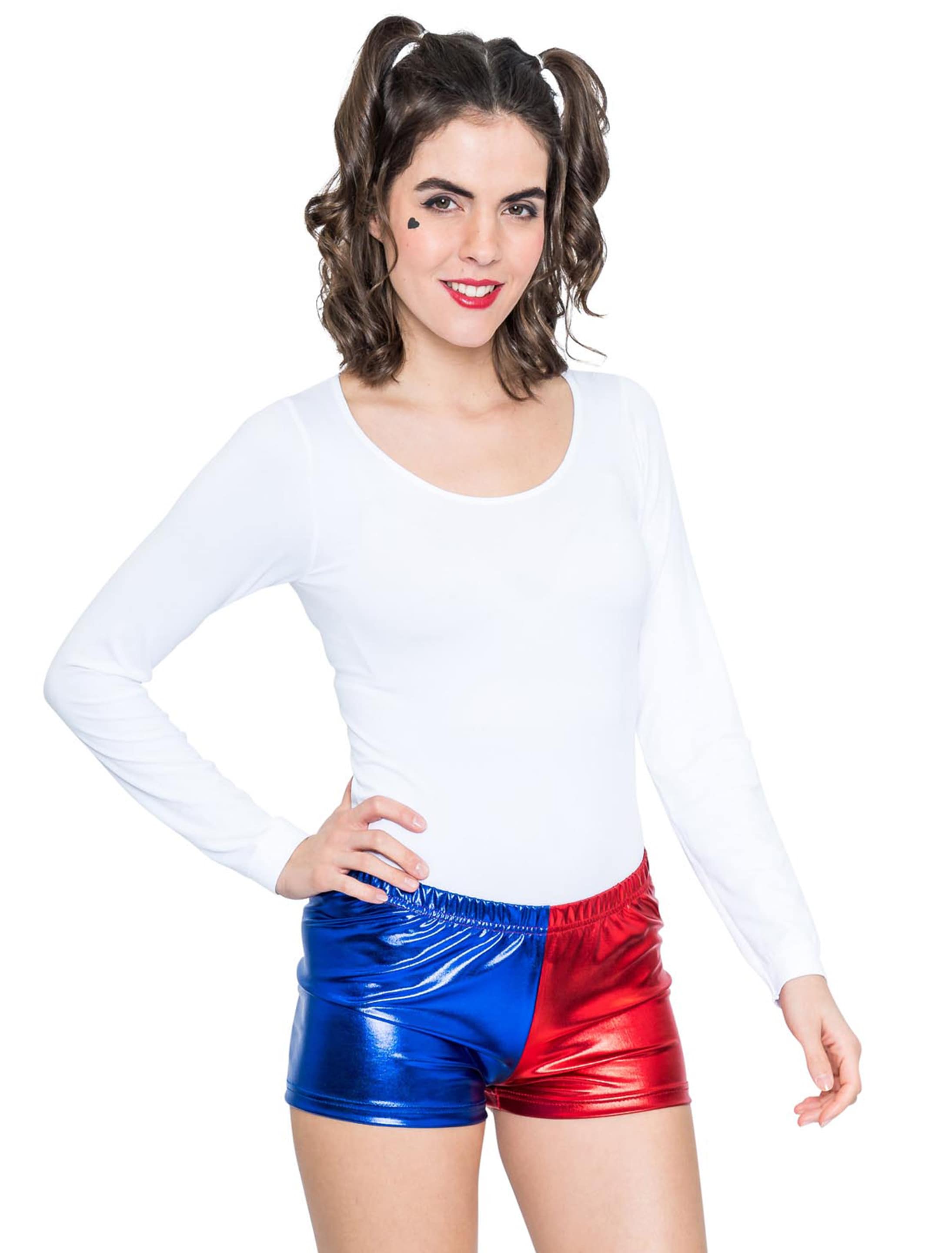 Hot pants metallic rot/blau XS