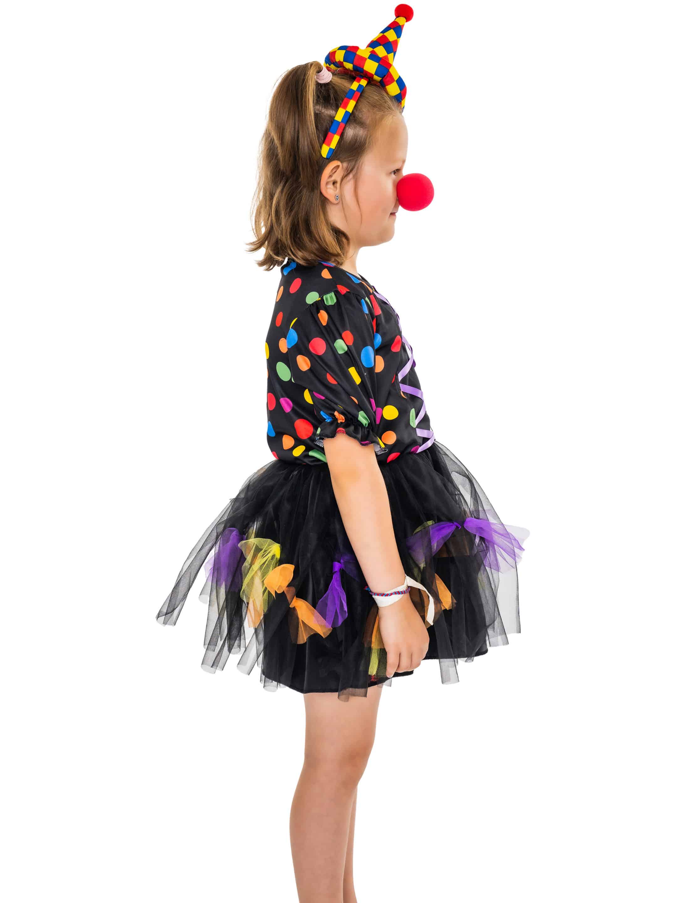 Kleid Hexe Kinder mit Punkten bunt schwarz 104