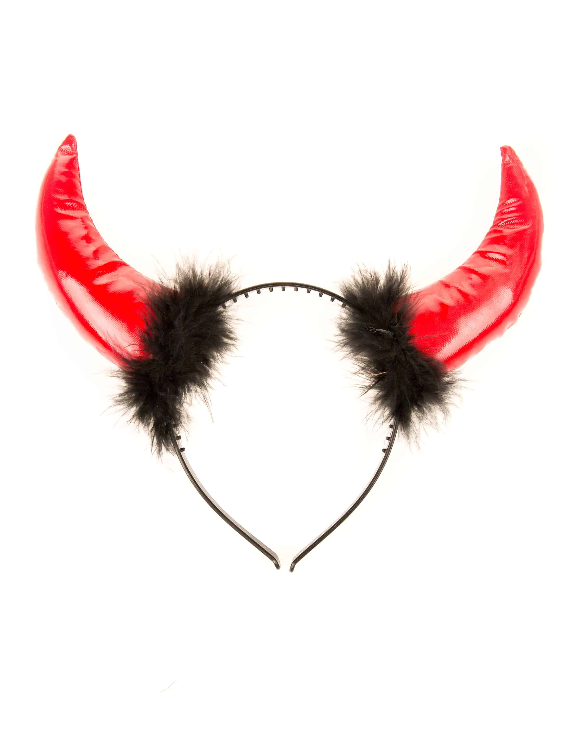 Haarreif Teufel rot mit schwarzen Federn
