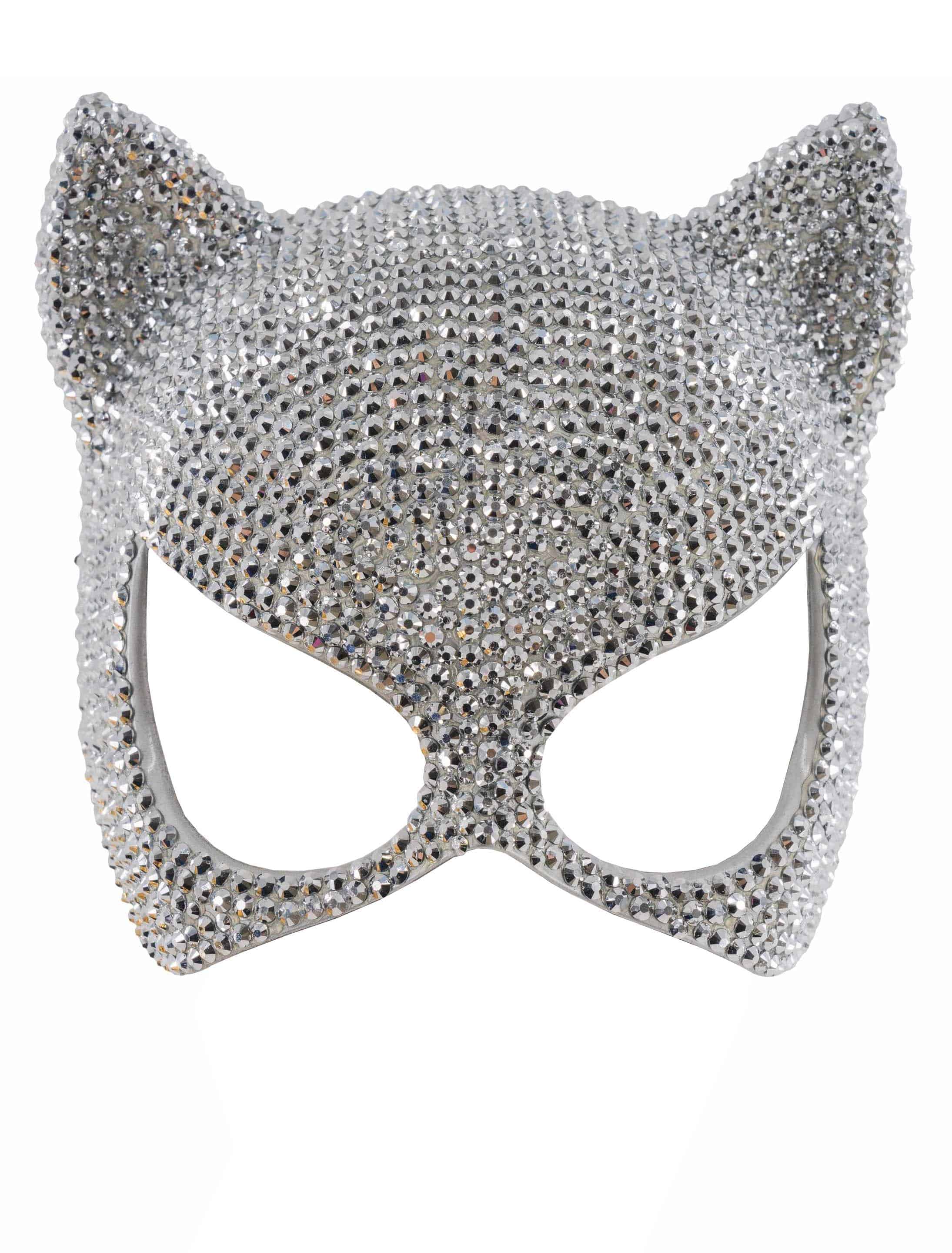 Maske Katze aus Strass silber
