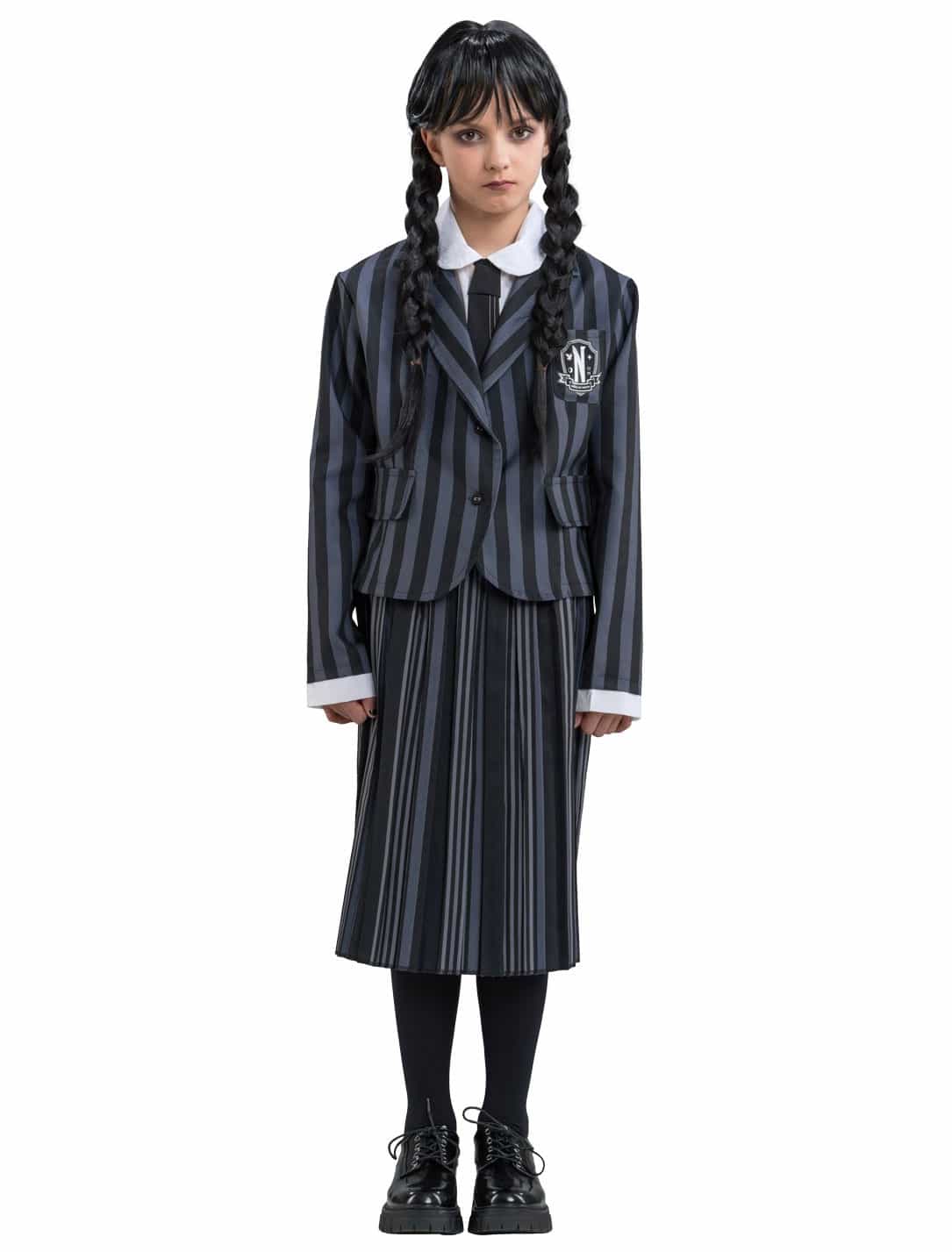 Schuluniform Wednesday Addams schwarz/grau 140