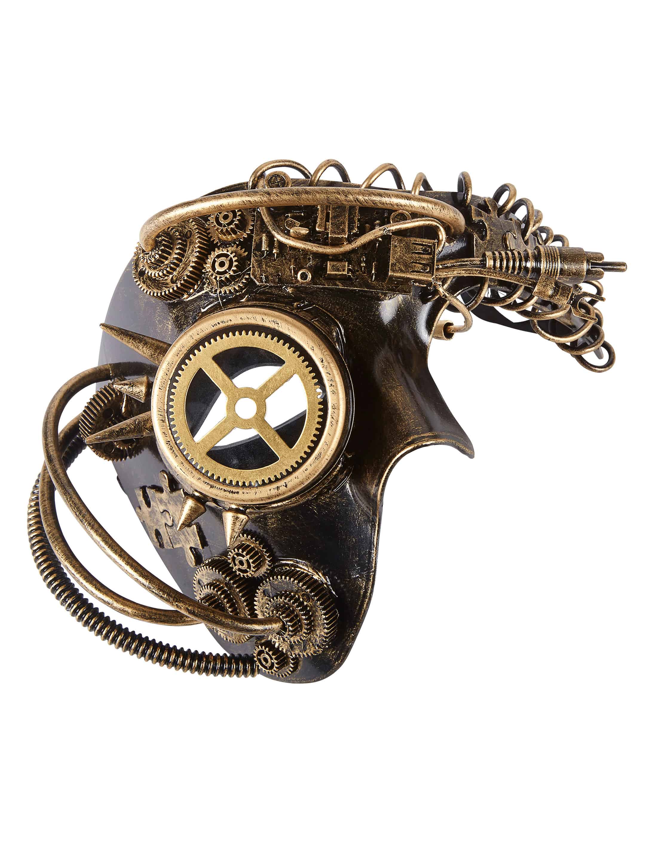 Maske Steampunk einäugig gold