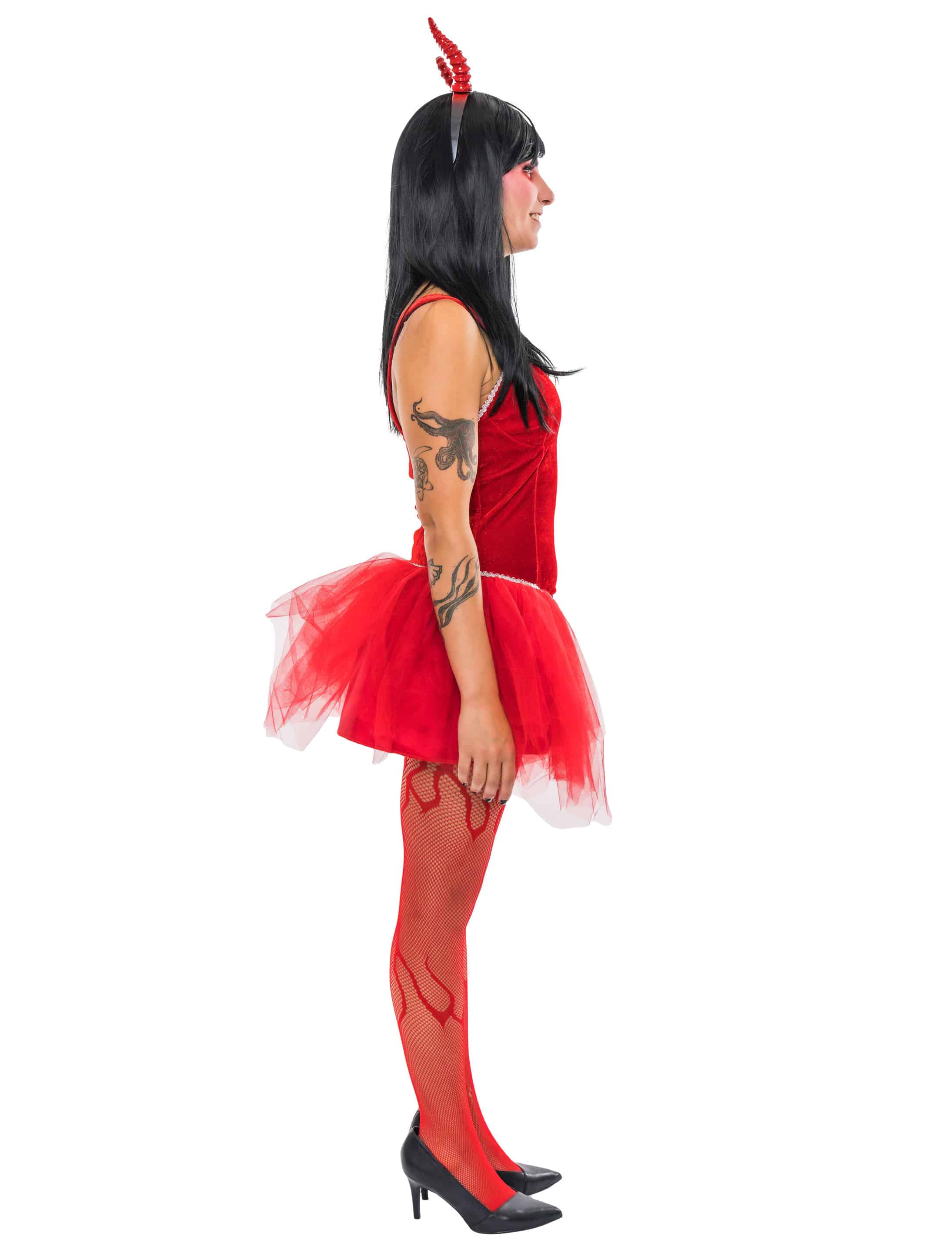 Kleid Teufel mit Trägern Damen rot XL