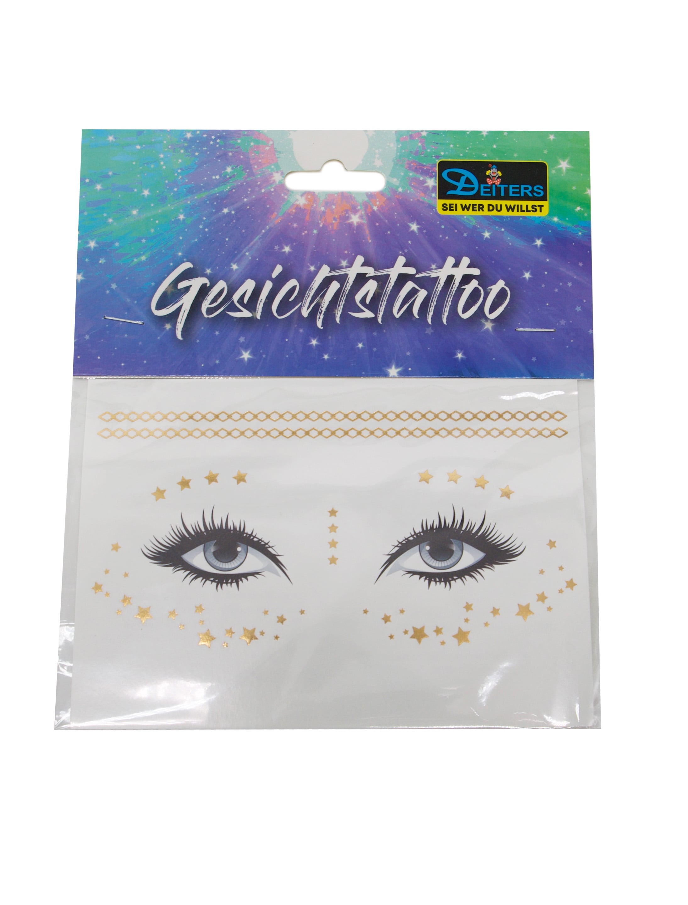 Gesichtstattoo Sommersprossen Göttin Metallic gold