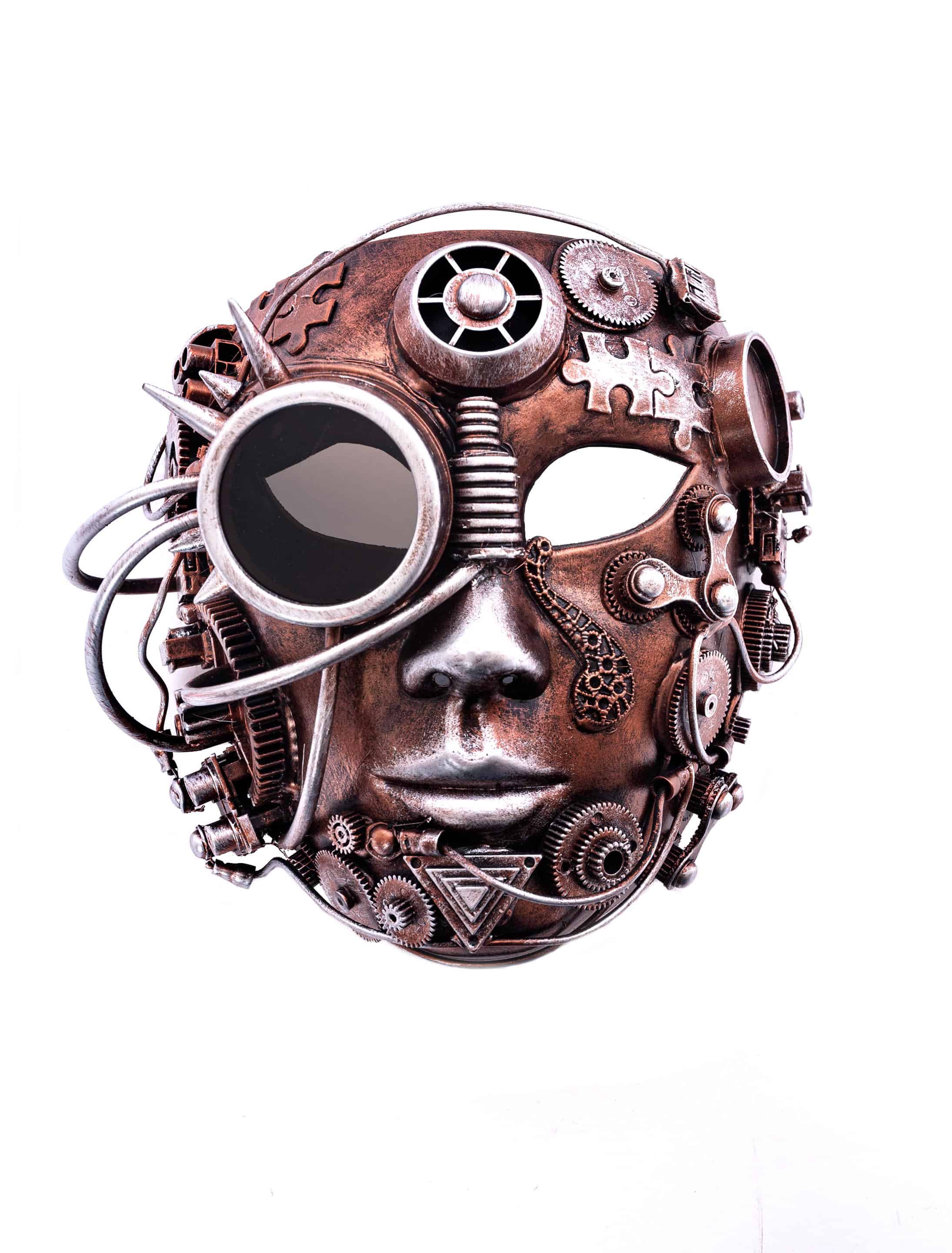 Maske kupfer mit Zahnrädern und Monokel