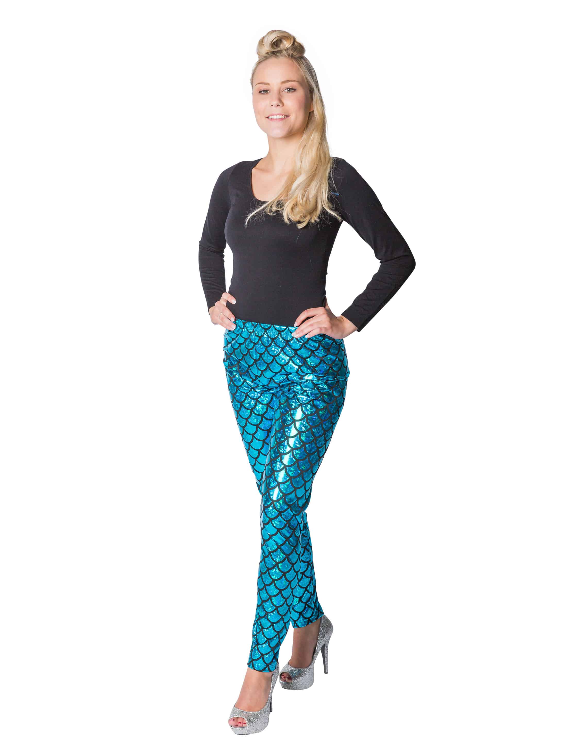 Leggings Meerjungfrau blau S/M