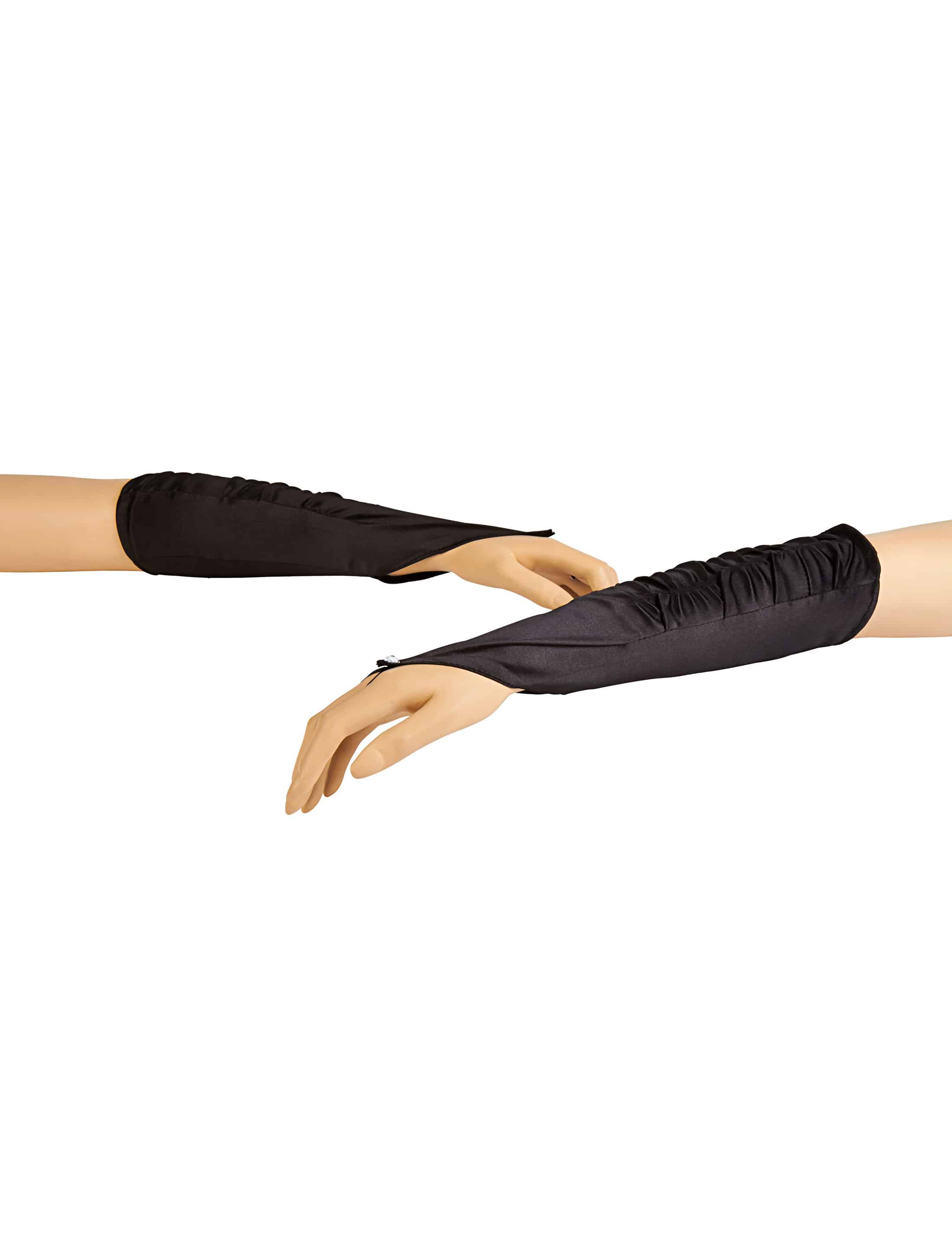 Handschuhe fingerlos Satin schwarz one size