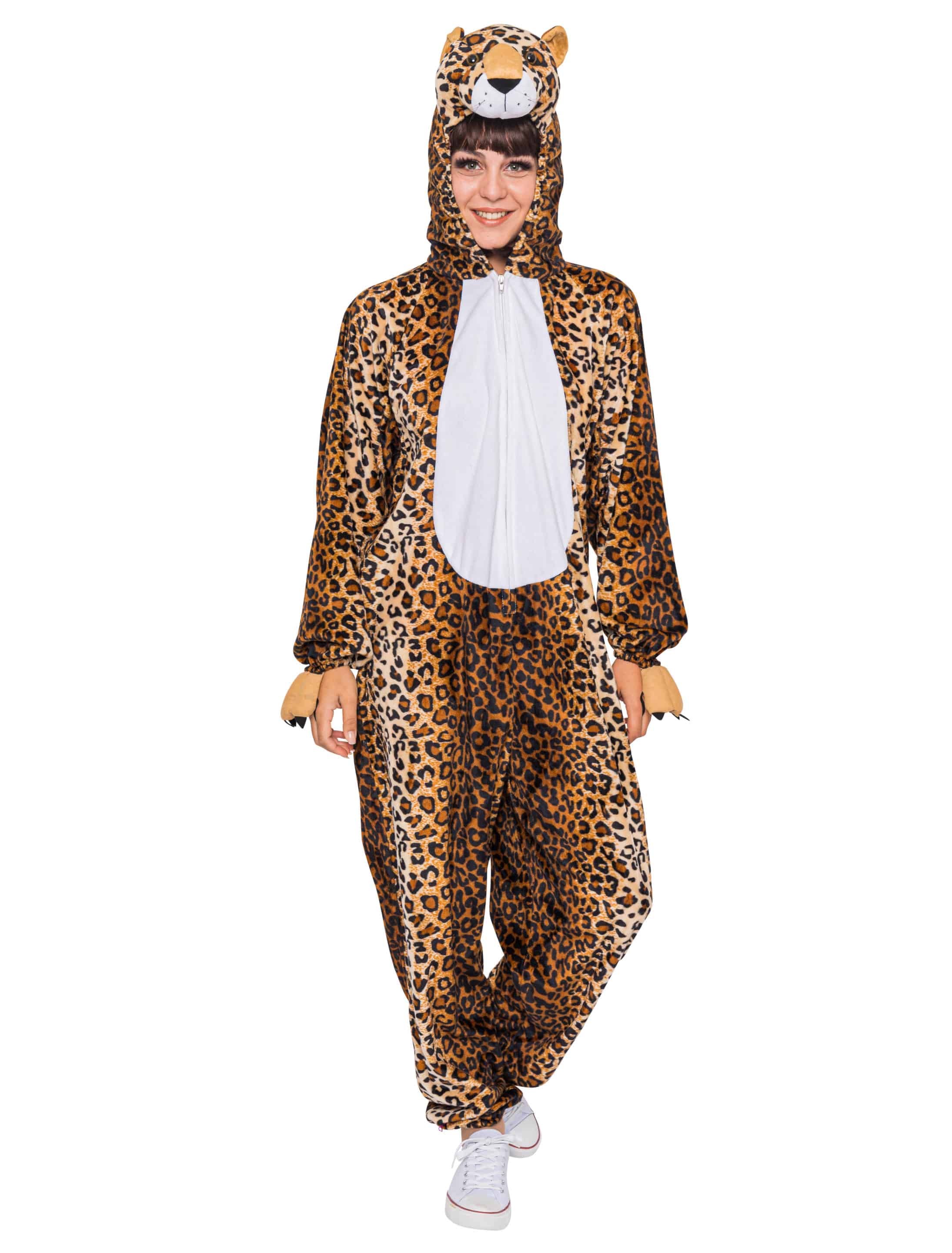 Overall Leopard Plüsch Damen braun 34-36