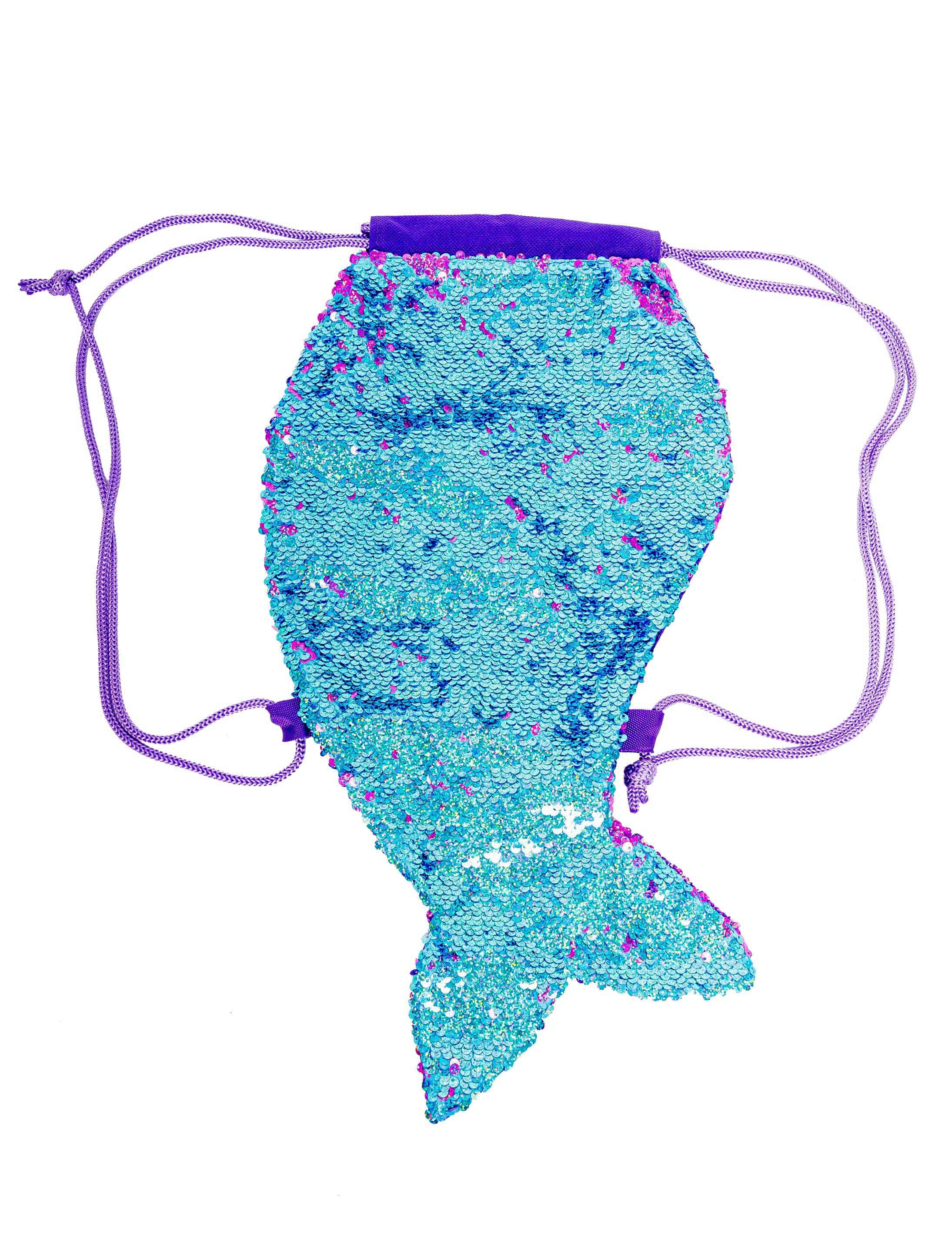 Turnbeutel Flosse mit Pailletten blau/lila