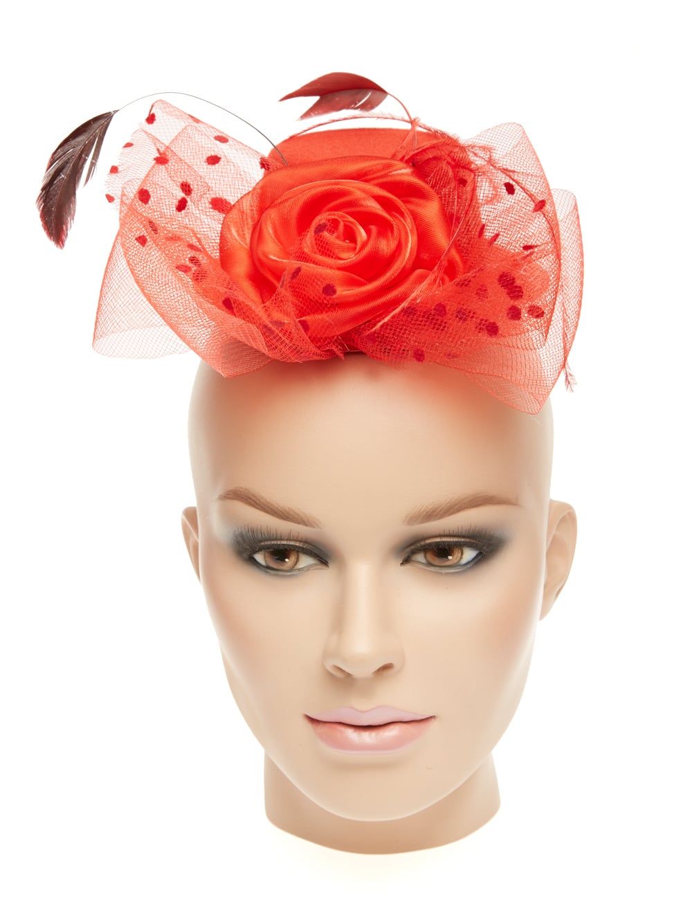 Mini Hut mit Tüll & Rosen rot