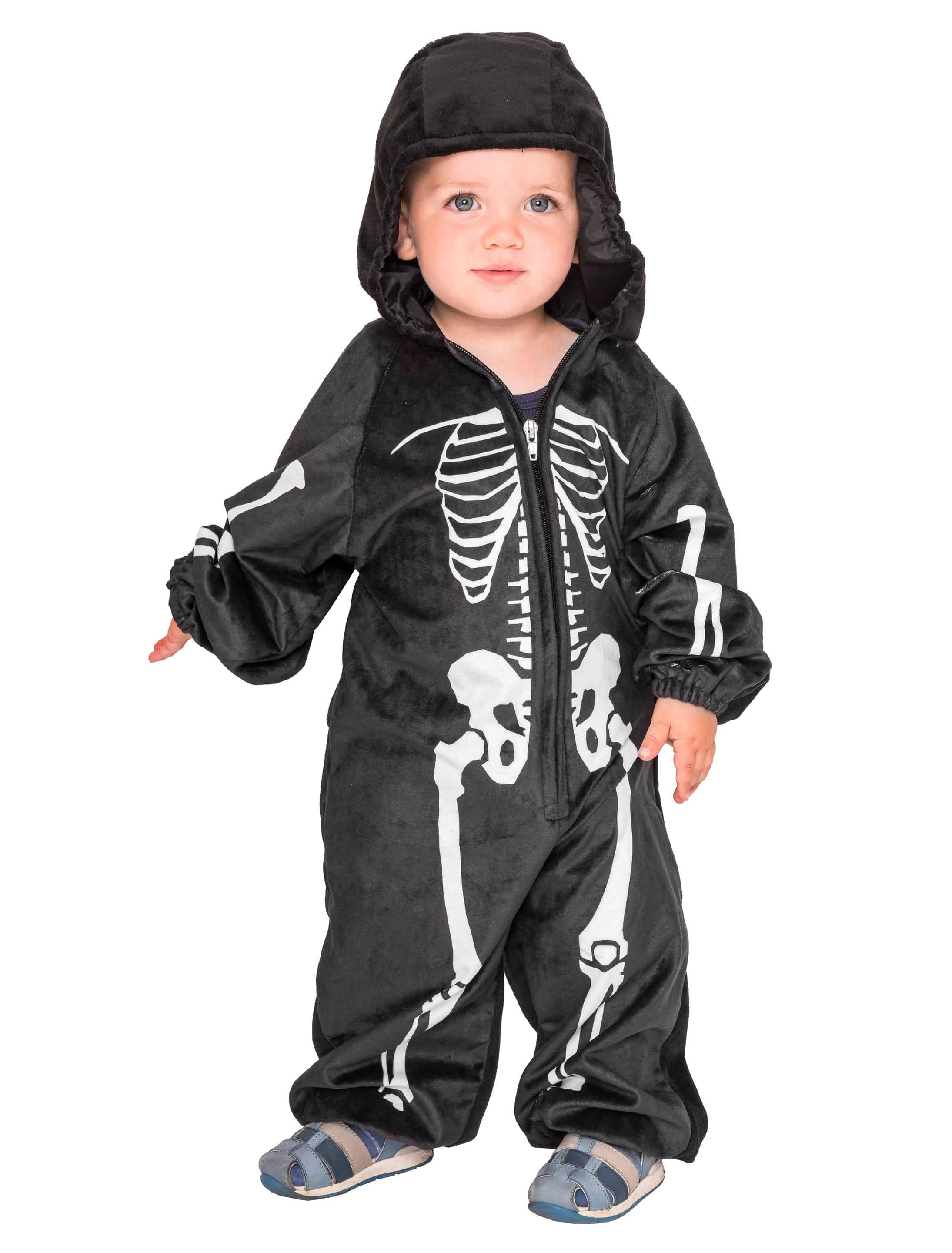 Overall Plüsch Skelett Kinder schwarz/weiß 98-104