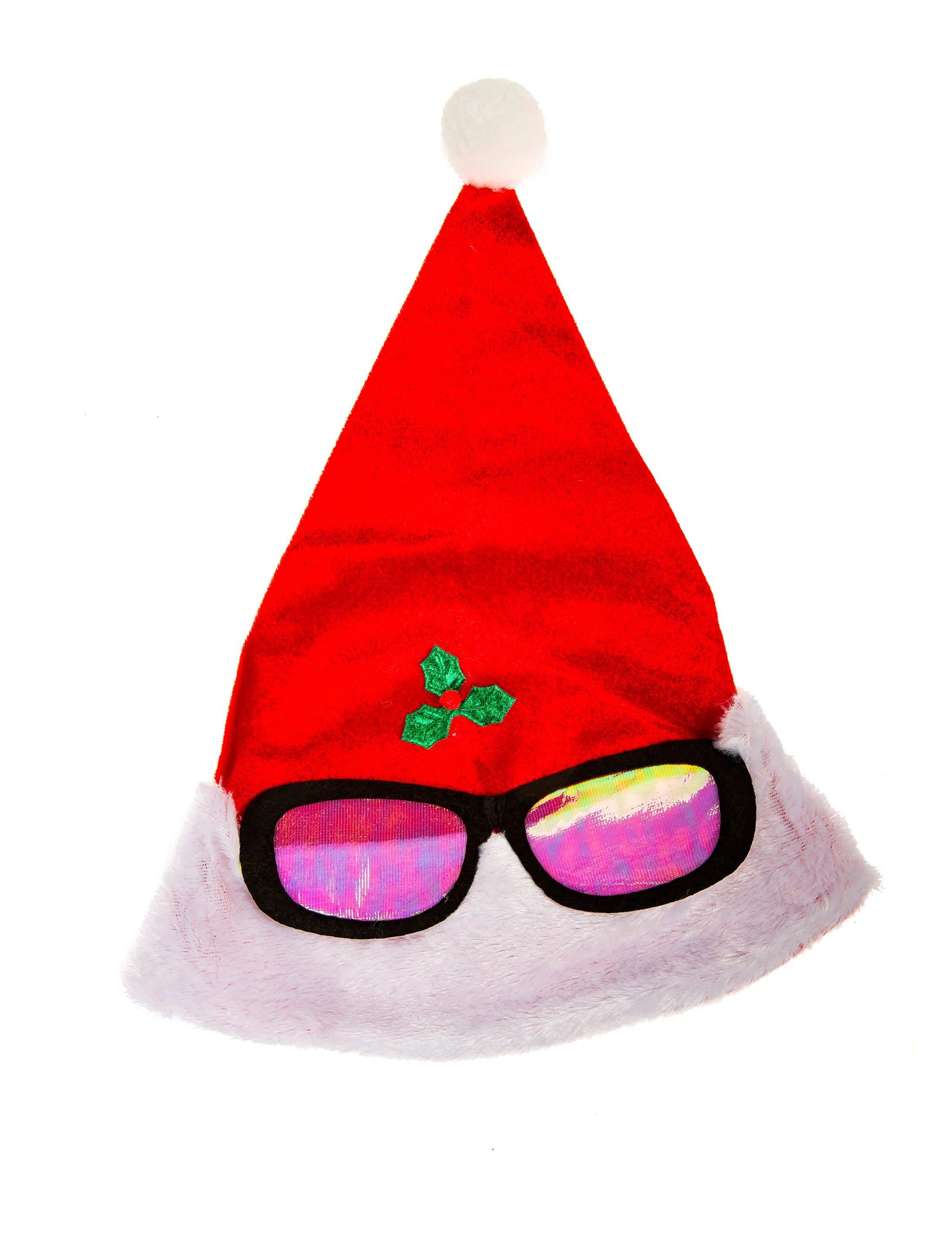Mütze Weihnachtsmann mit Brille