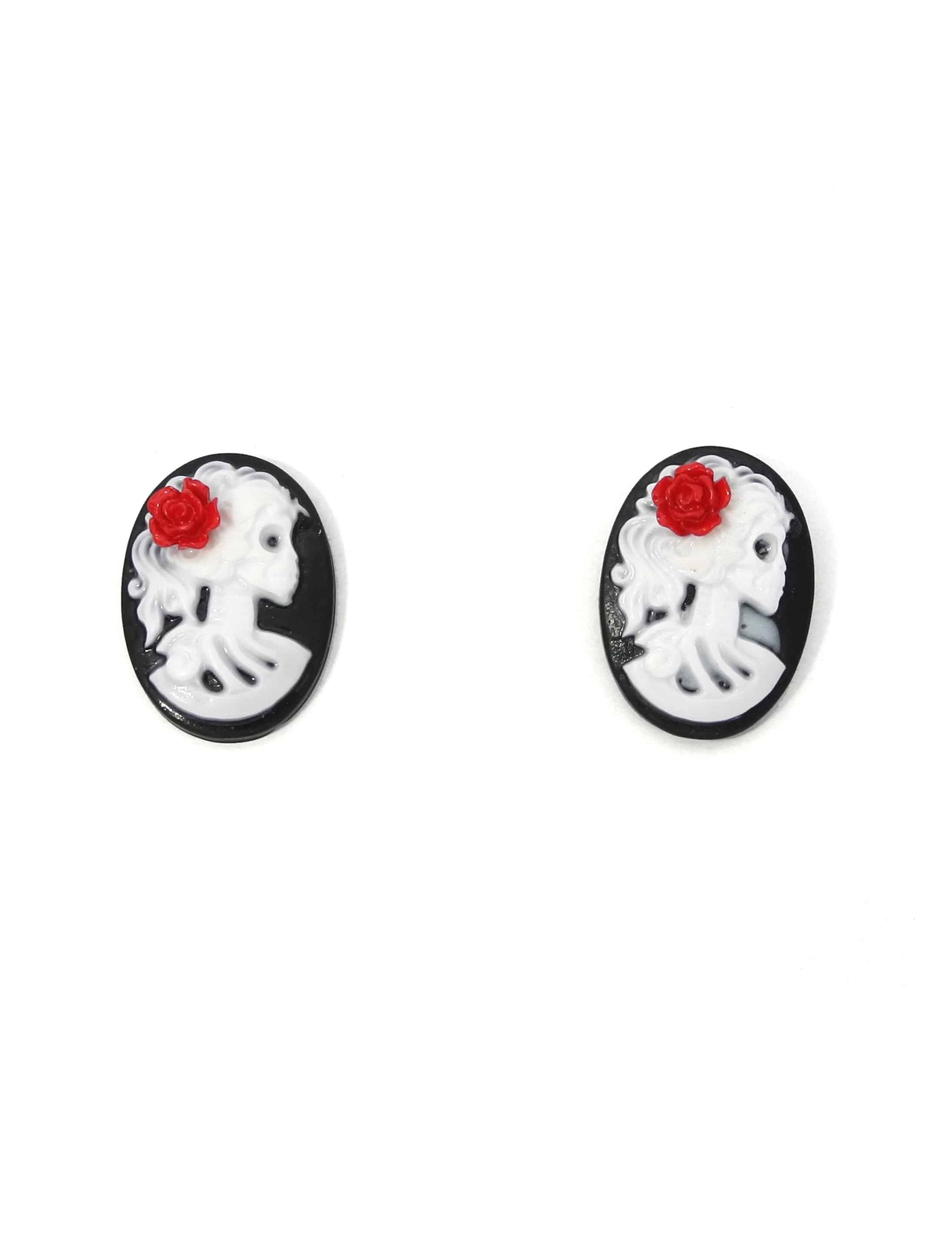 Ohrstecker Totenkopf mit Rose