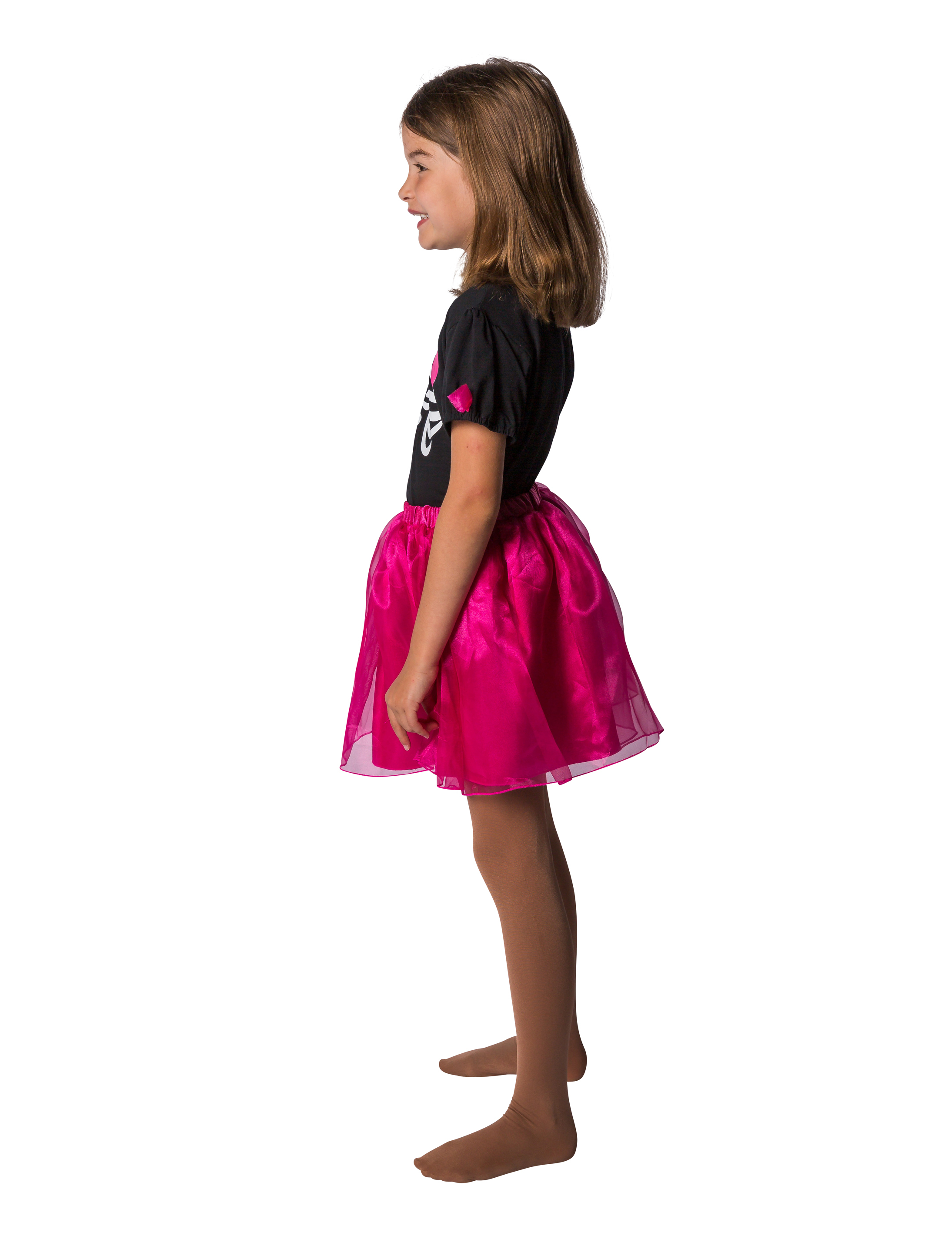 T-Shirt mit Rock Skelett Kinder schwarz/pink 140-152