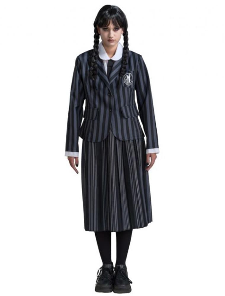 Schuluniform Wednesday Addams Damen schwarz/grau L