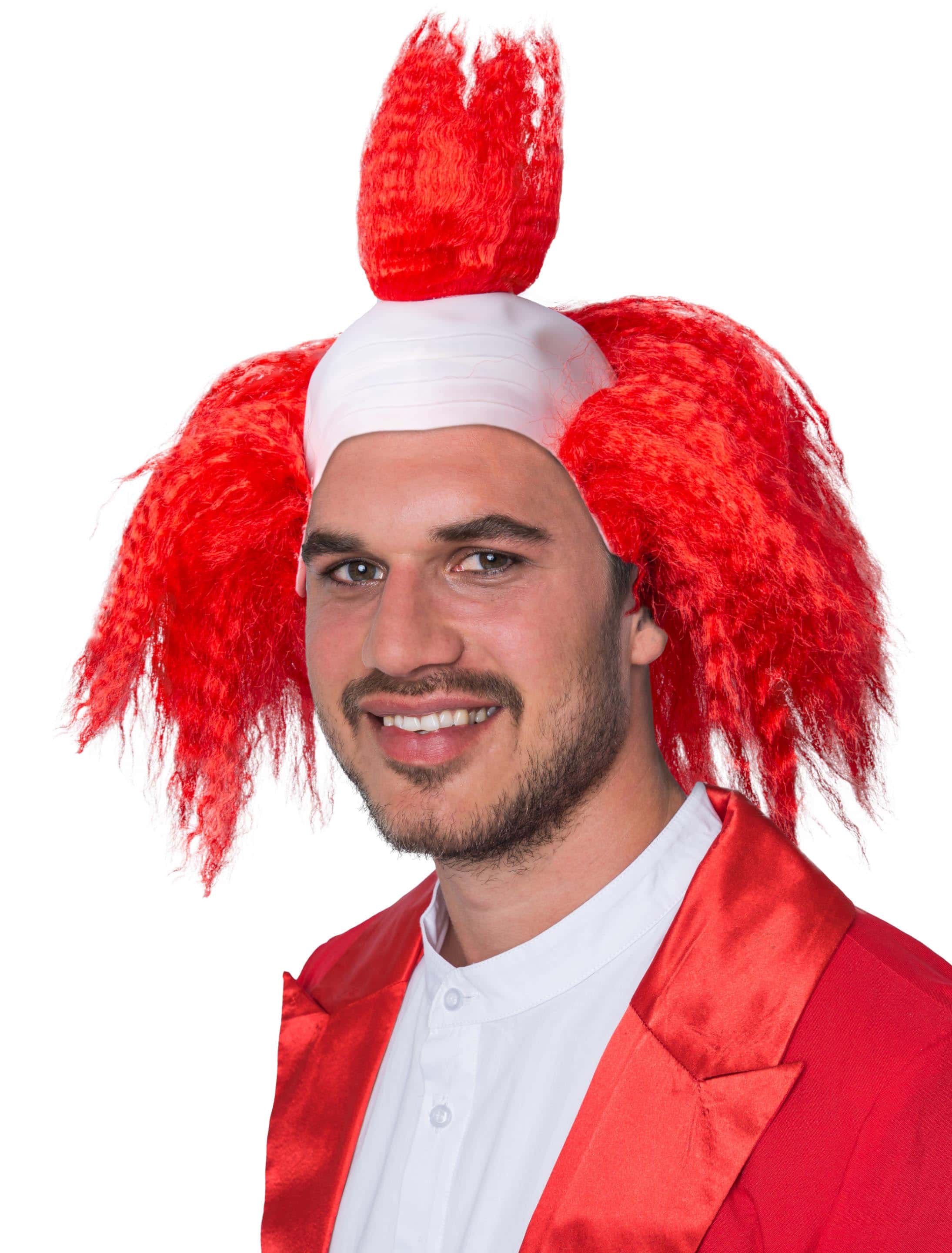 Perücke Clown rot mit Glatze