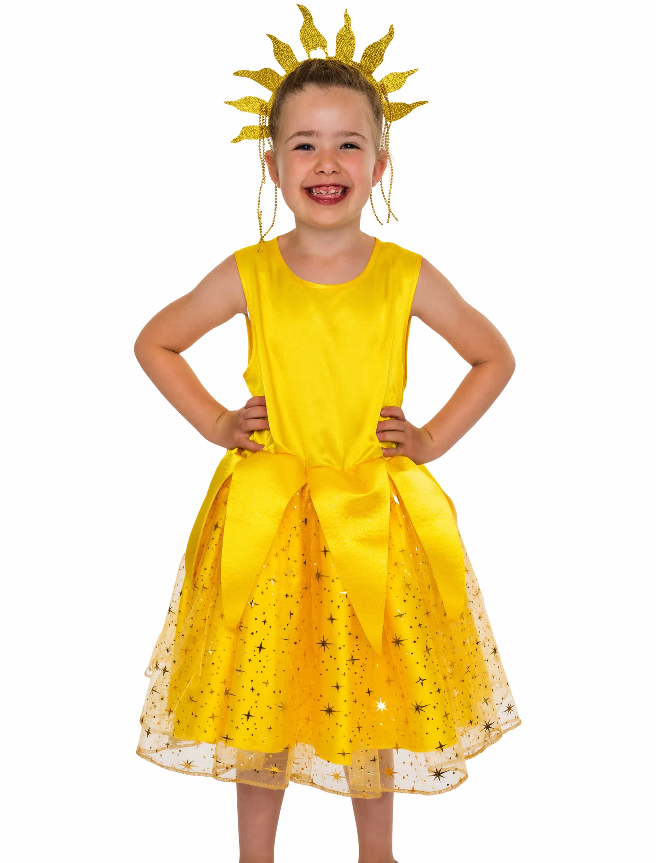 Kleid mit Tüll und Sternen Kinder goldgelb 116 Kleid mit Tüll und Sternen Kinder goldgelb 116