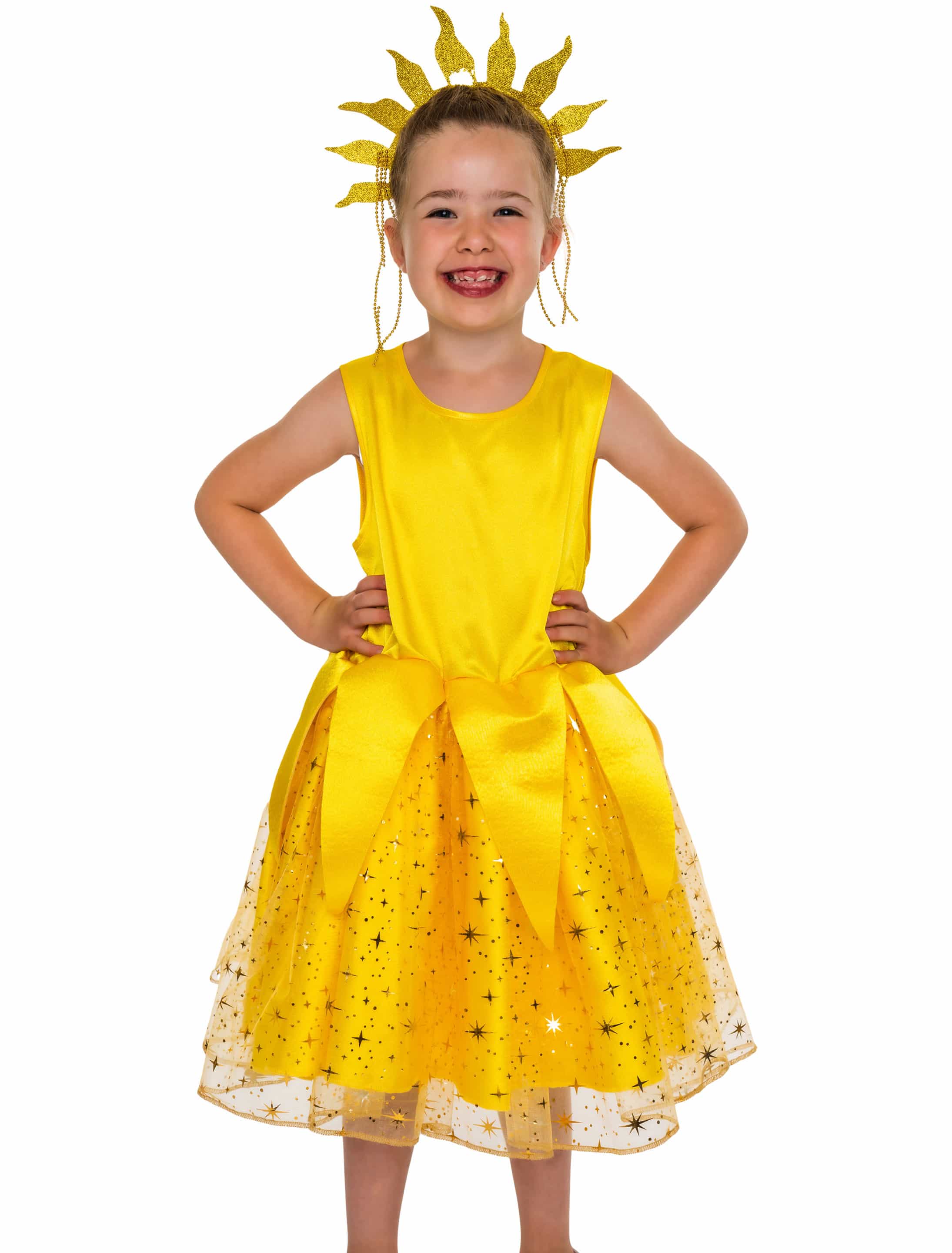 Kleid mit Tüll und Sternen Kinder goldgelb 128