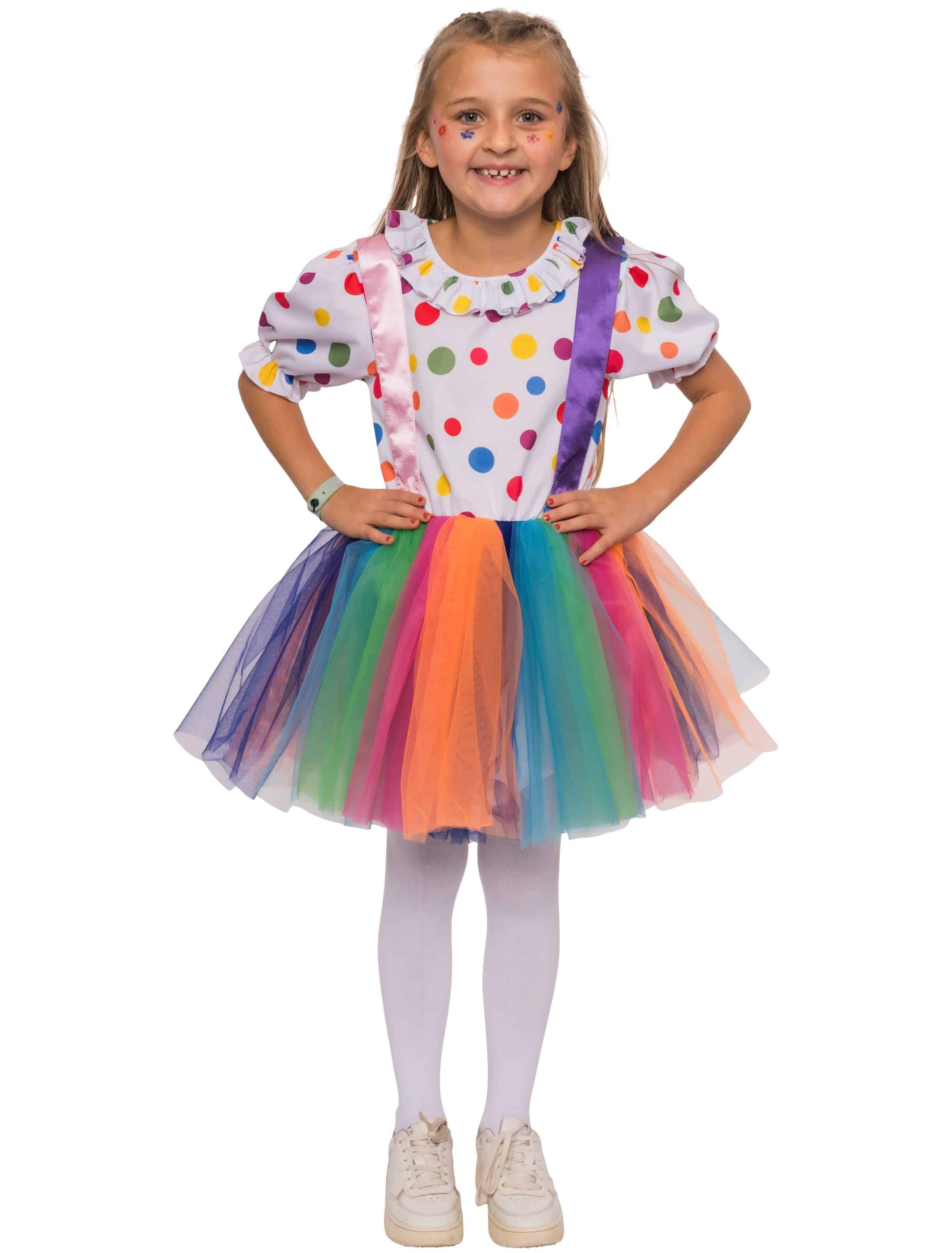 Kleid Clown gepunktet Mädchen bunt 152