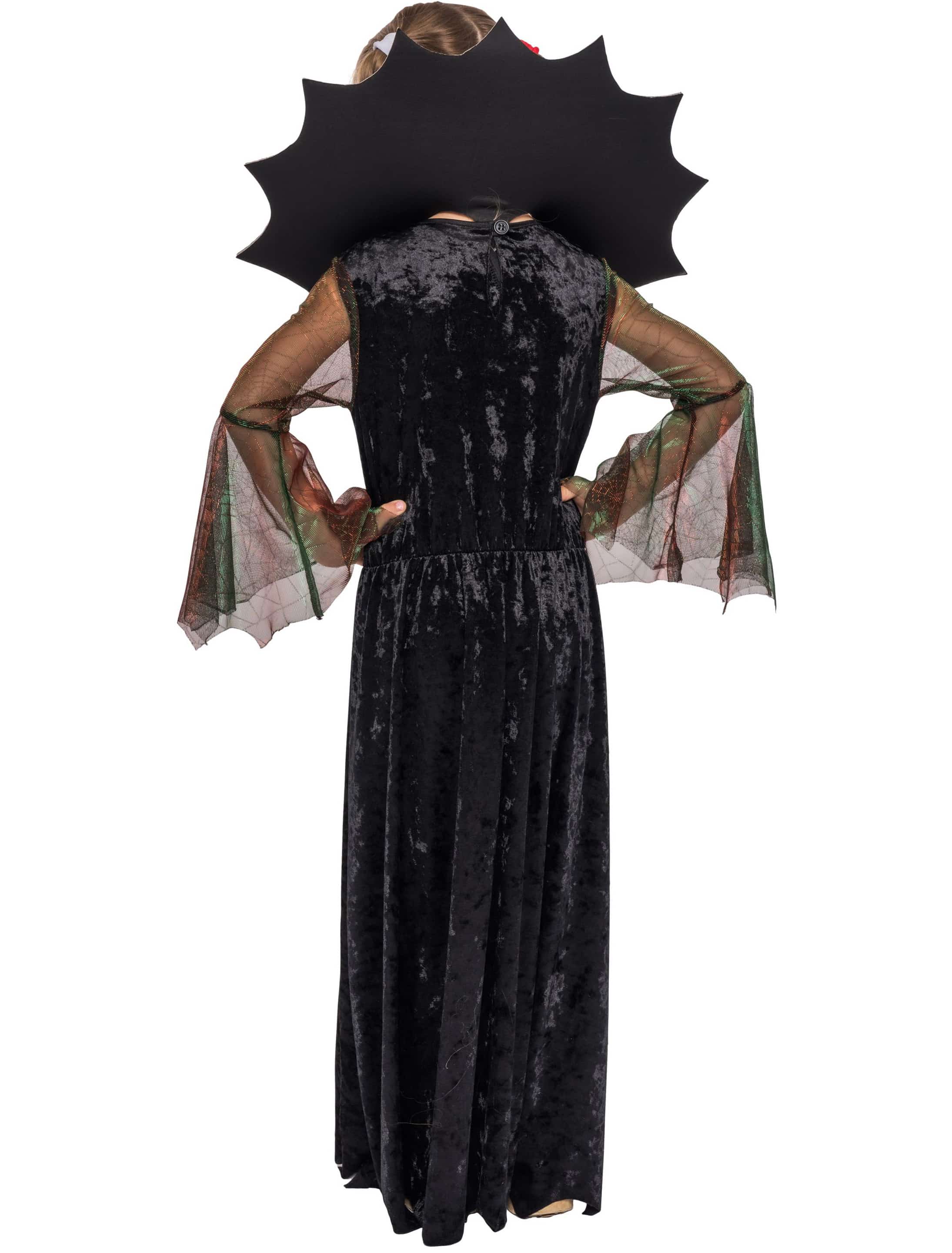 Kleid Spinnenhexe mit Stehkragen schwarz 152/164