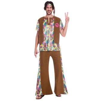 Kostüm Hippie 3-tlg. bunt XL