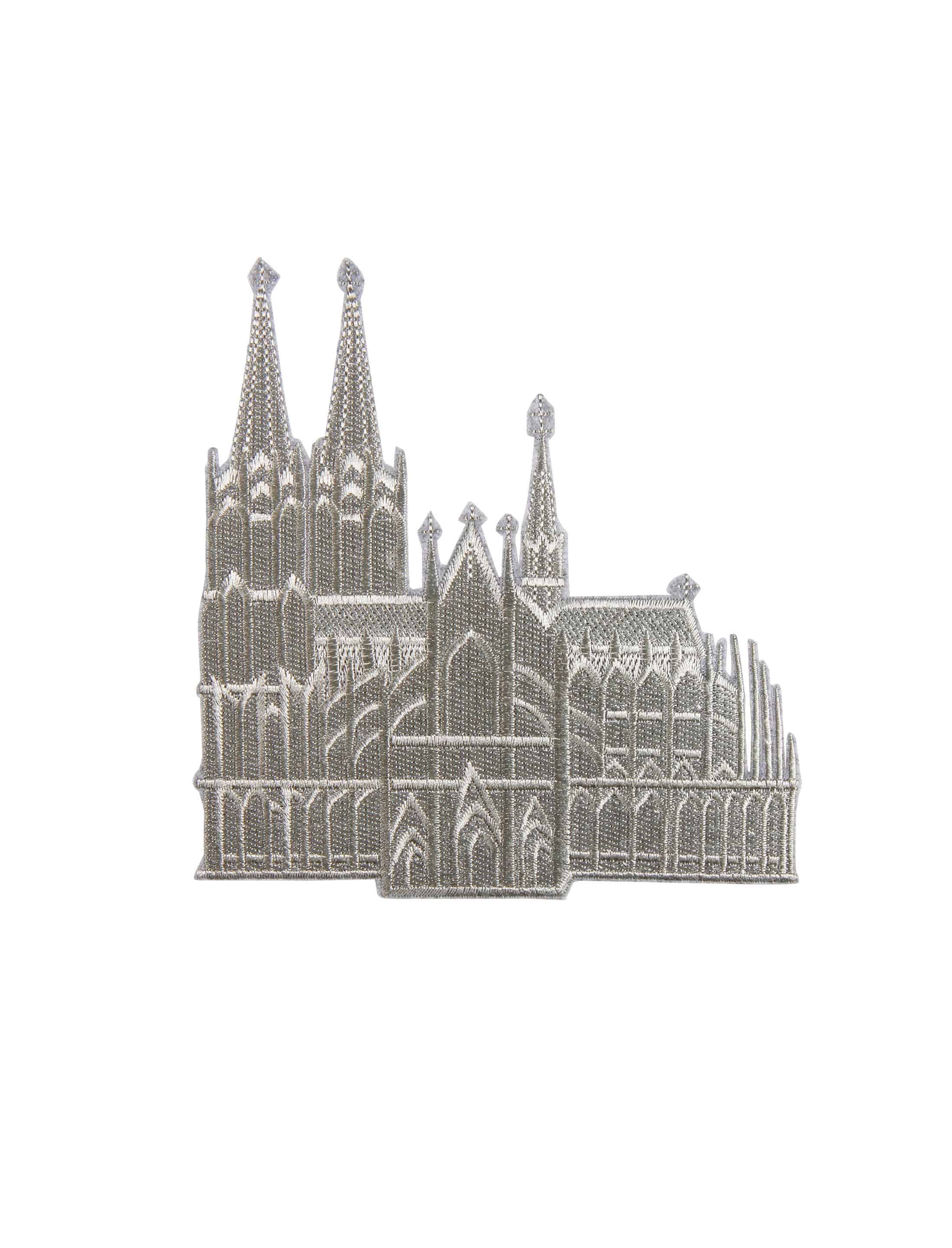 Aufnäher/Bügelbild Kölner Dom 8cm silber