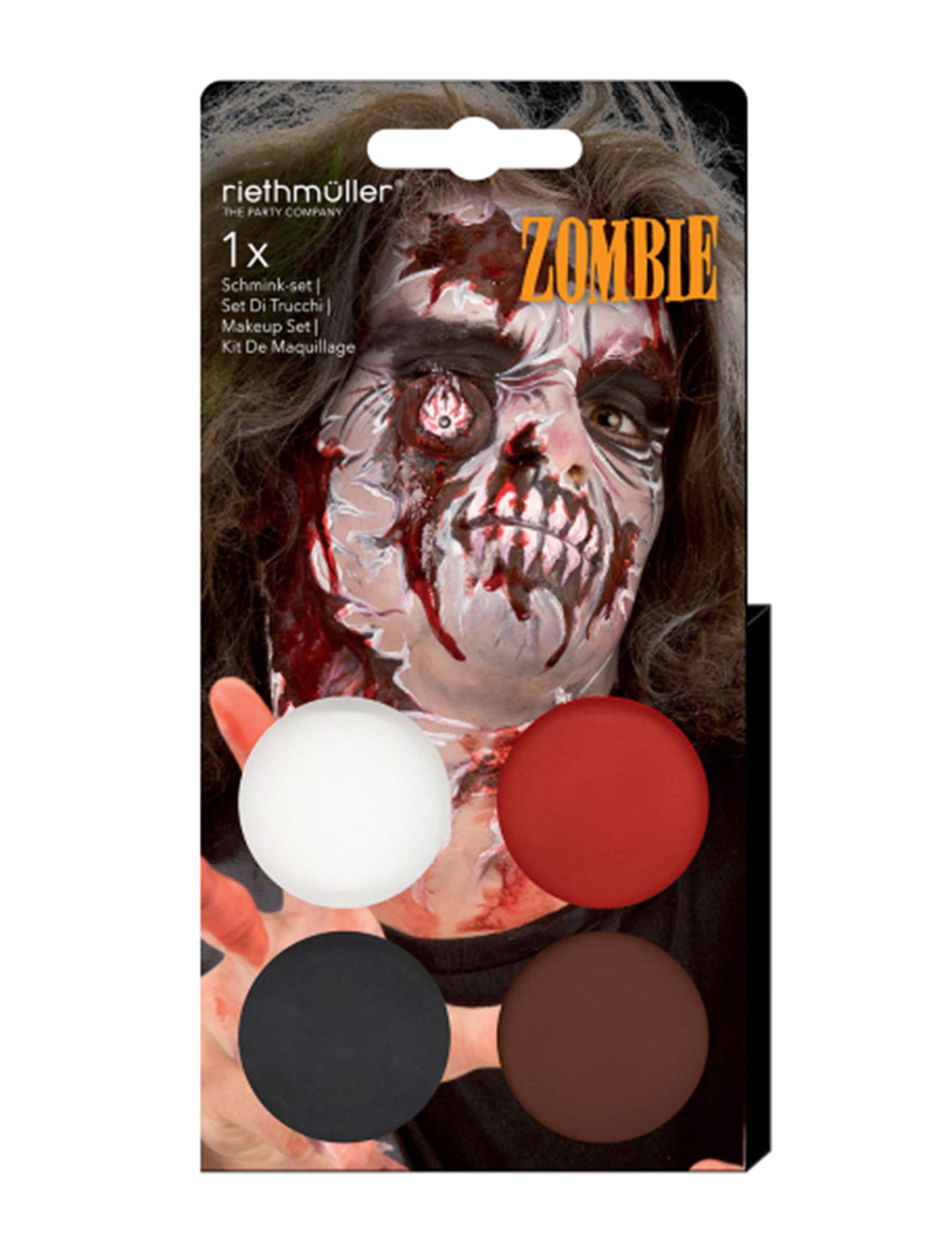 Schmink-Set Zombie schwarz/weiß/rot